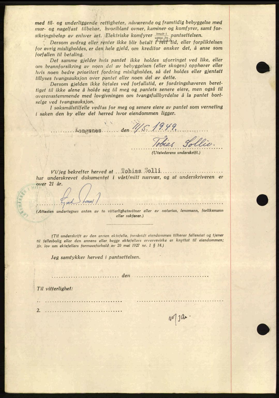 Hitra sorenskriveri, AV/SAT-A-0018/2/2C/2Ca: Pantebok nr. B1, 1939-1949, Dagboknr: 839/1949