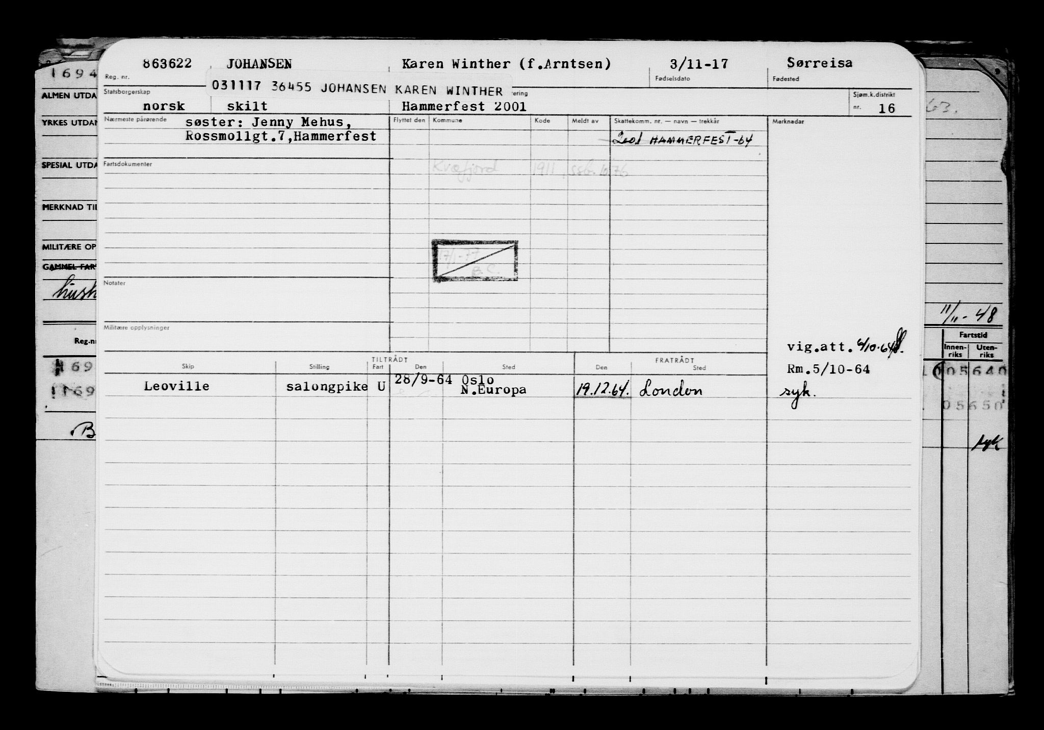 Direktoratet for sjømenn, AV/RA-S-3545/G/Gb/L0153: Hovedkort, 1917, s. 49