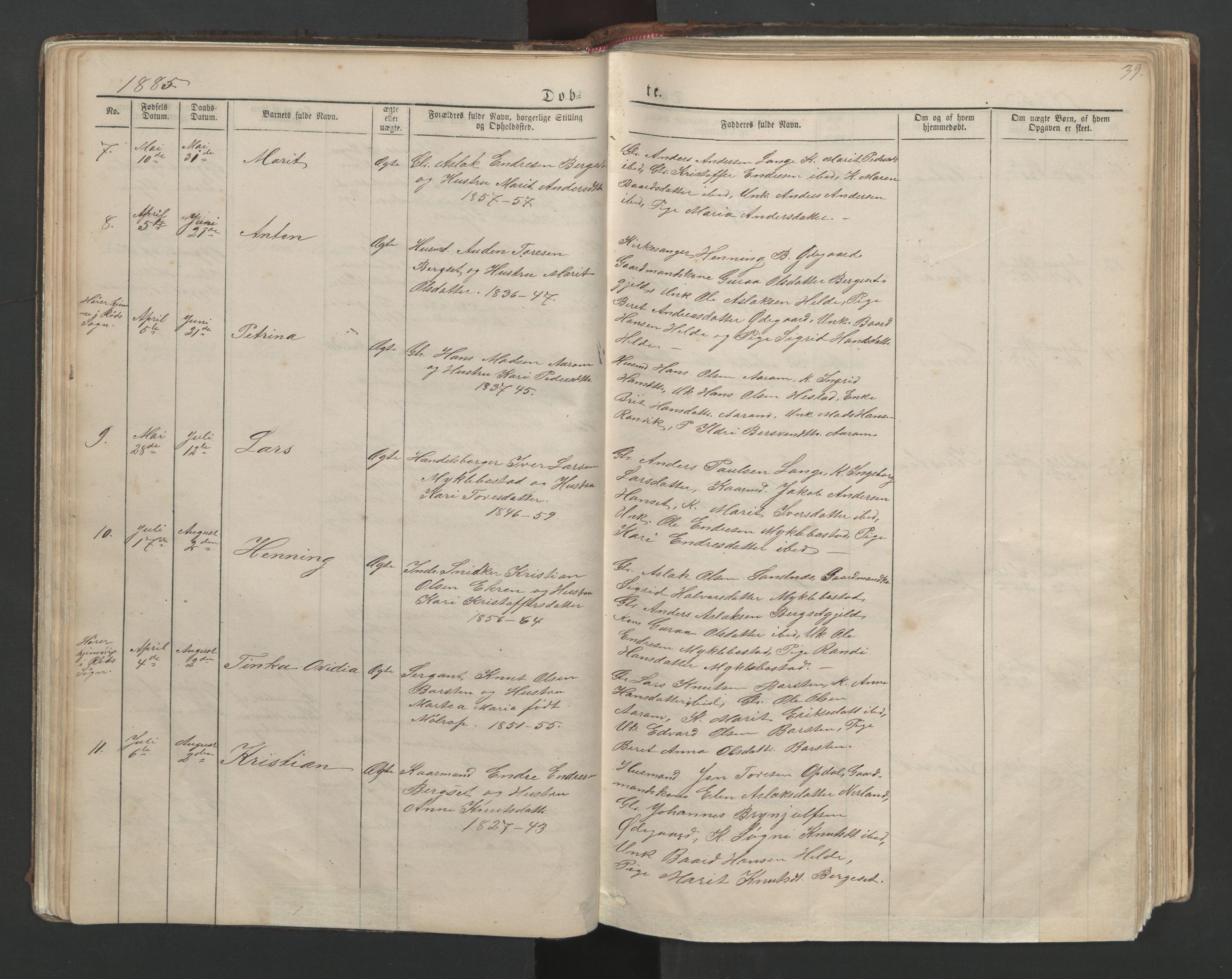 Ministerialprotokoller, klokkerbøker og fødselsregistre - Møre og Romsdal, SAT/A-1454/554/L0645: Klokkerbok nr. 554C02, 1867-1946, s. 39