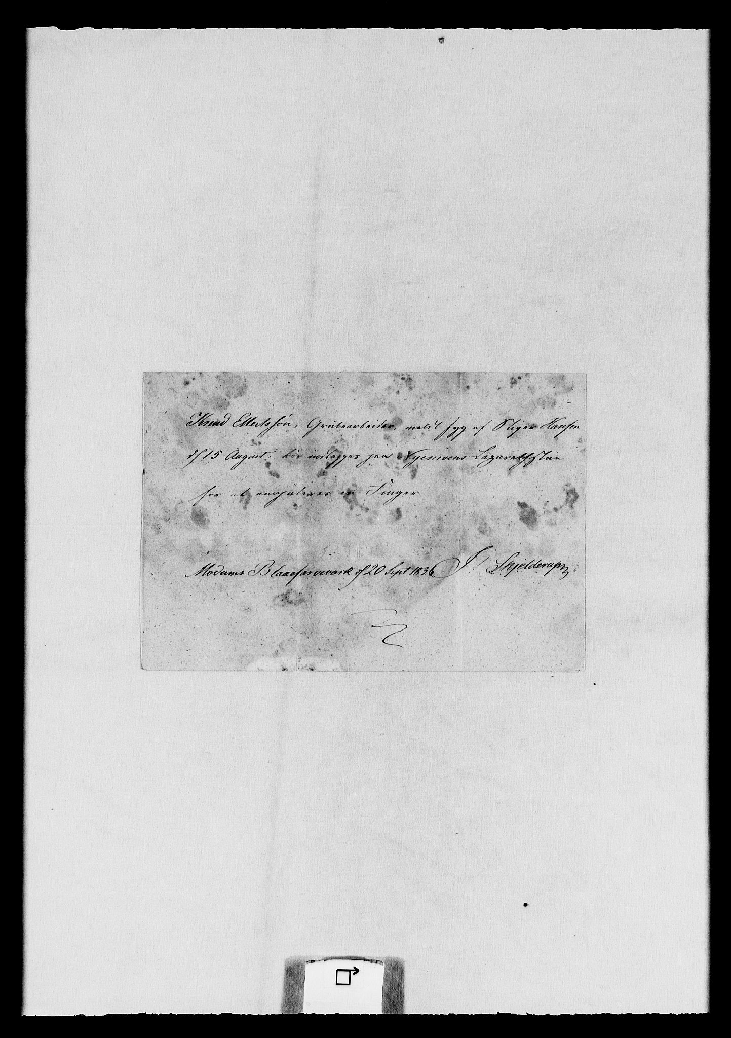 Modums Blaafarveværk, RA/PA-0157/G/Gh/L0380/0002: -- / Diverse dokument ang. pigen Ellen Marie Olsdatters Indleggelse paa Rigshospitalet, 1825-1849, s. 239