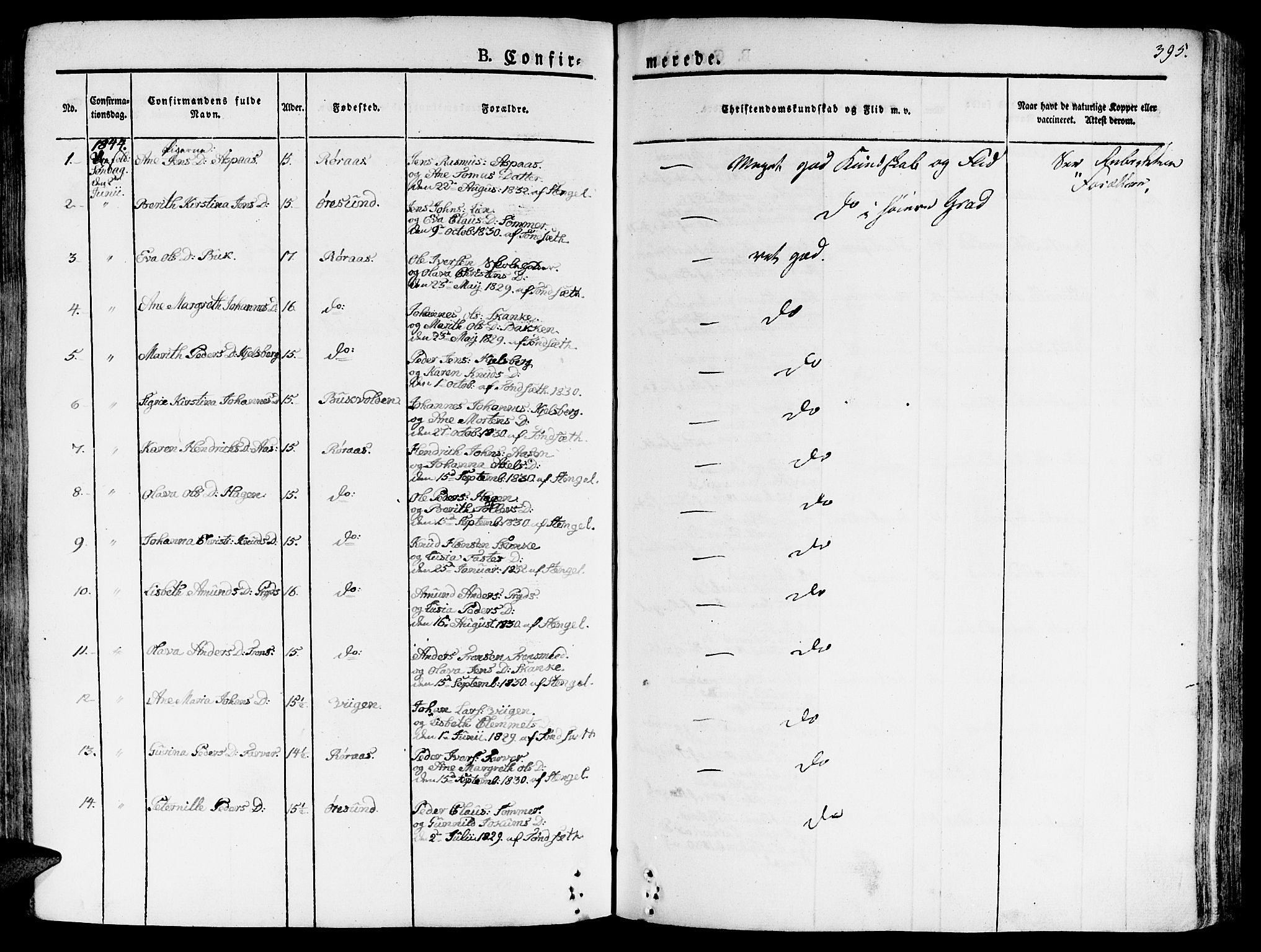 Ministerialprotokoller, klokkerbøker og fødselsregistre - Sør-Trøndelag, AV/SAT-A-1456/681/L0930: Ministerialbok nr. 681A08, 1829-1844, s. 395