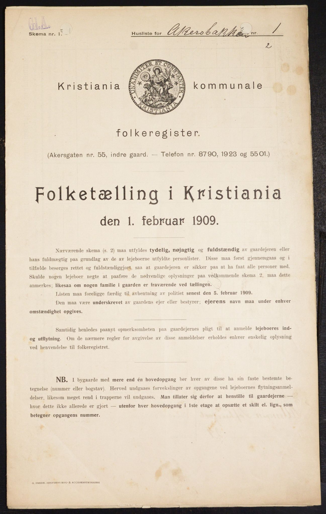OBA, Kommunal folketelling 1.2.1909 for Kristiania kjøpstad, 1909, s. 26