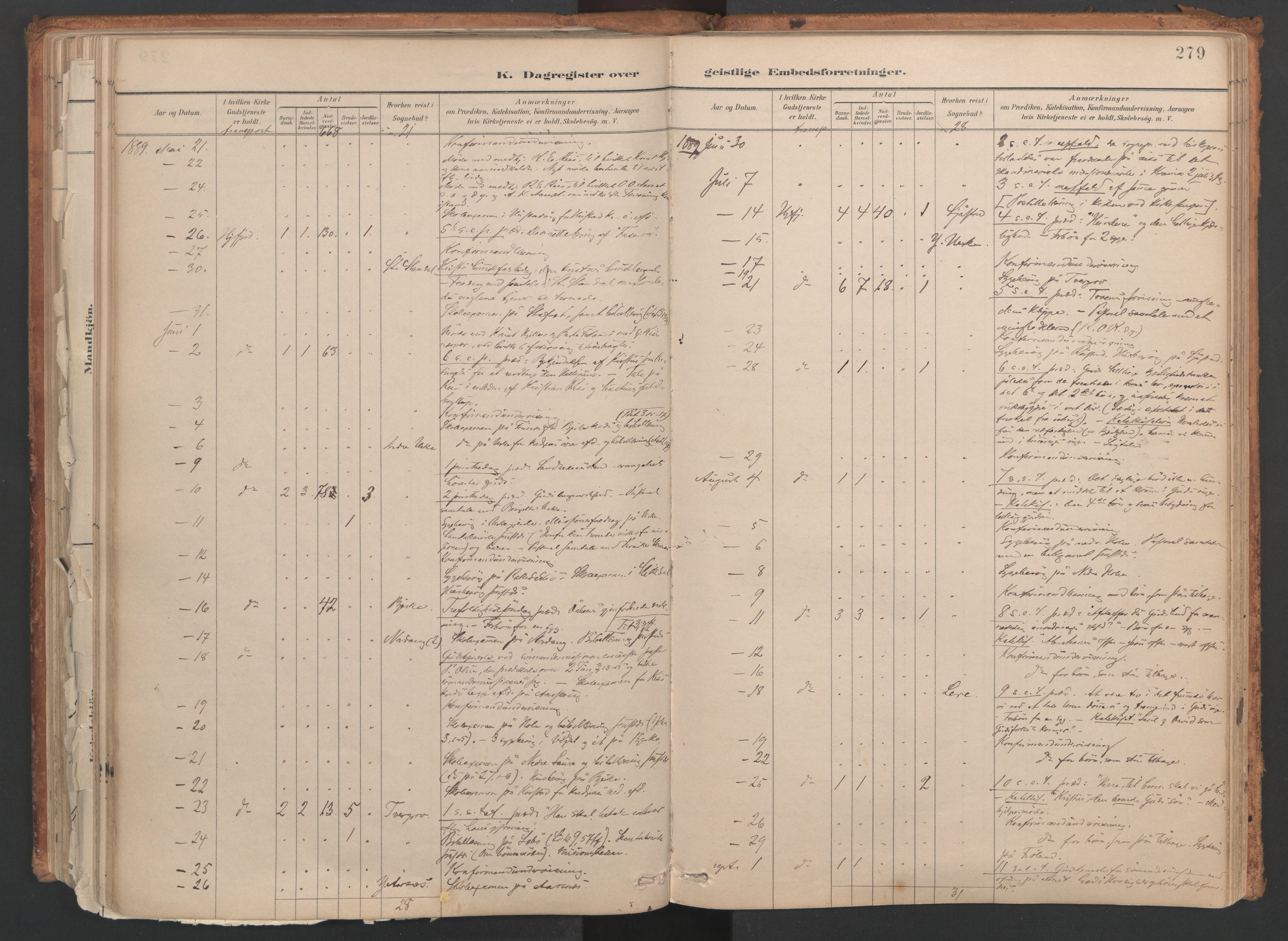 Ministerialprotokoller, klokkerbøker og fødselsregistre - Møre og Romsdal, AV/SAT-A-1454/515/L0211: Ministerialbok nr. 515A07, 1886-1910, s. 279