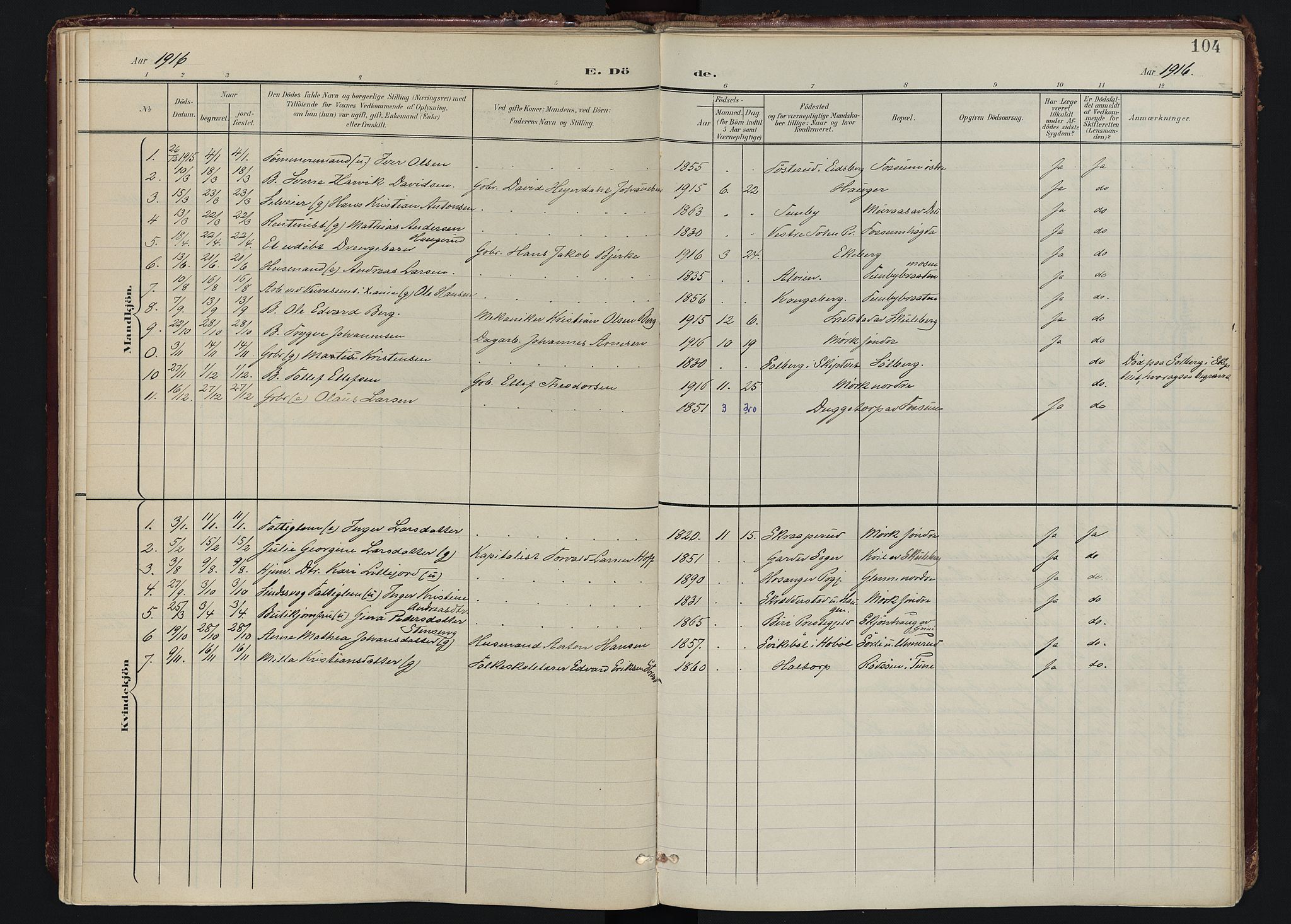 Spydeberg prestekontor Kirkebøker, AV/SAO-A-10924/F/Fa/L0009: Ministerialbok nr. I 9, 1900-1926, s. 104