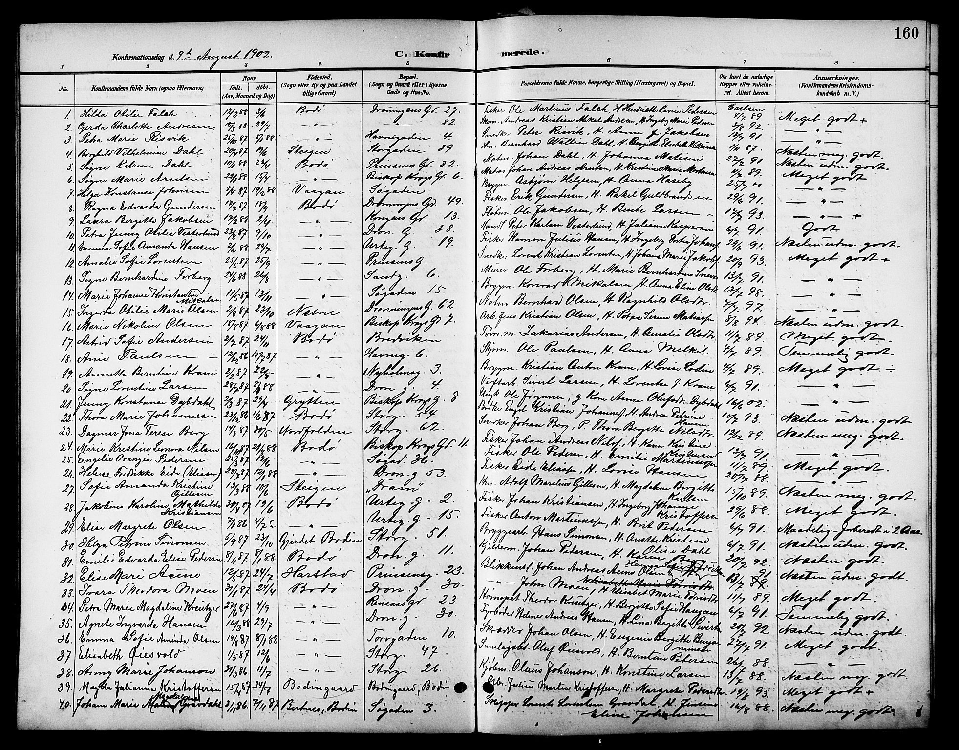 Ministerialprotokoller, klokkerbøker og fødselsregistre - Nordland, AV/SAT-A-1459/801/L0033: Klokkerbok nr. 801C08, 1898-1910, s. 160