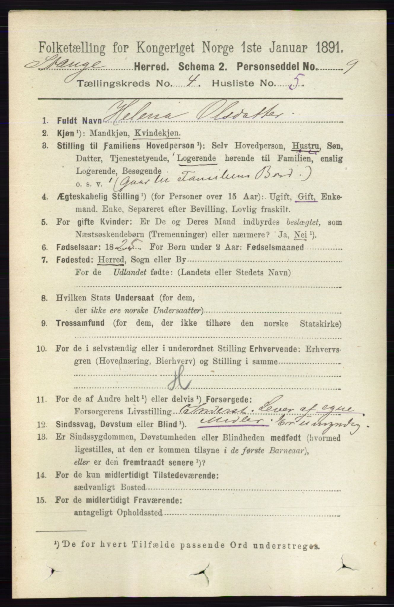 RA, Folketelling 1891 for 0417 Stange herred, 1891, s. 2376