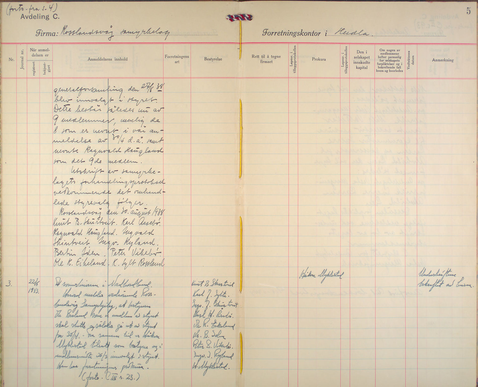 Nordhordland sorenskrivar, AV/SAB-A-2901/1/L/Lc/L0003: Selskap med avgrensa ansvar, 1938-1943, s. 5