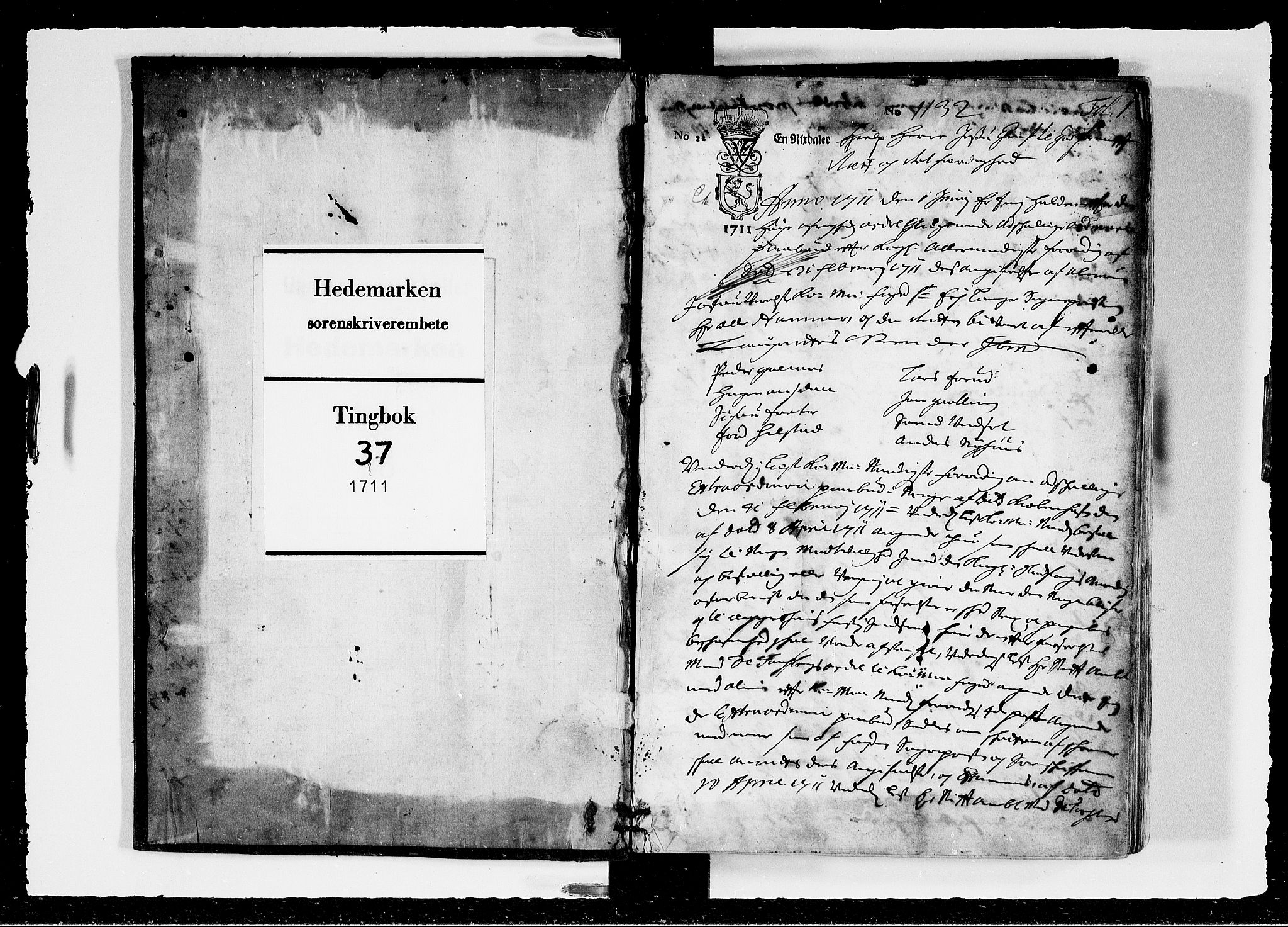 Hedemarken sorenskriveri, SAH/TING-034/G/Gb/L0037: Tingbok, 1711, s. 0b-1a
