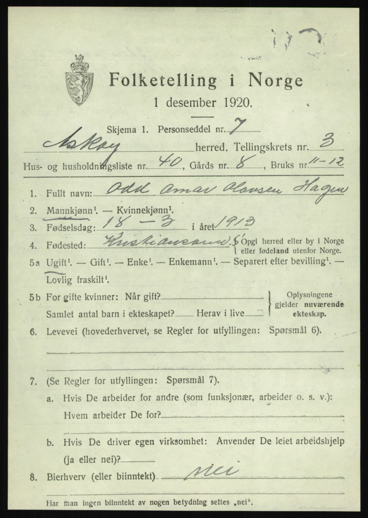SAB, Folketelling 1920 for 1247 Askøy herred, 1920, s. 6894