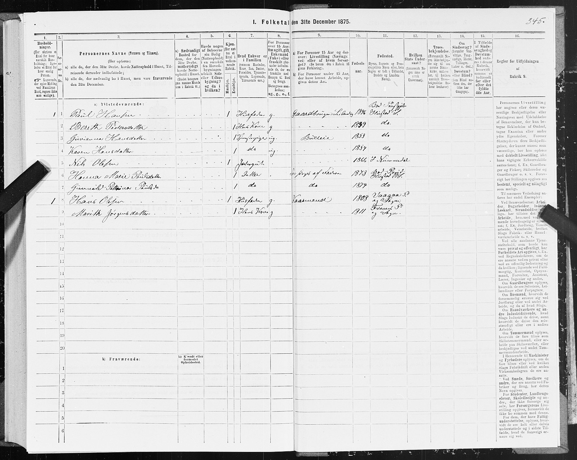 SAT, Folketelling 1875 for 1549P Bud prestegjeld, 1875, s. 1345