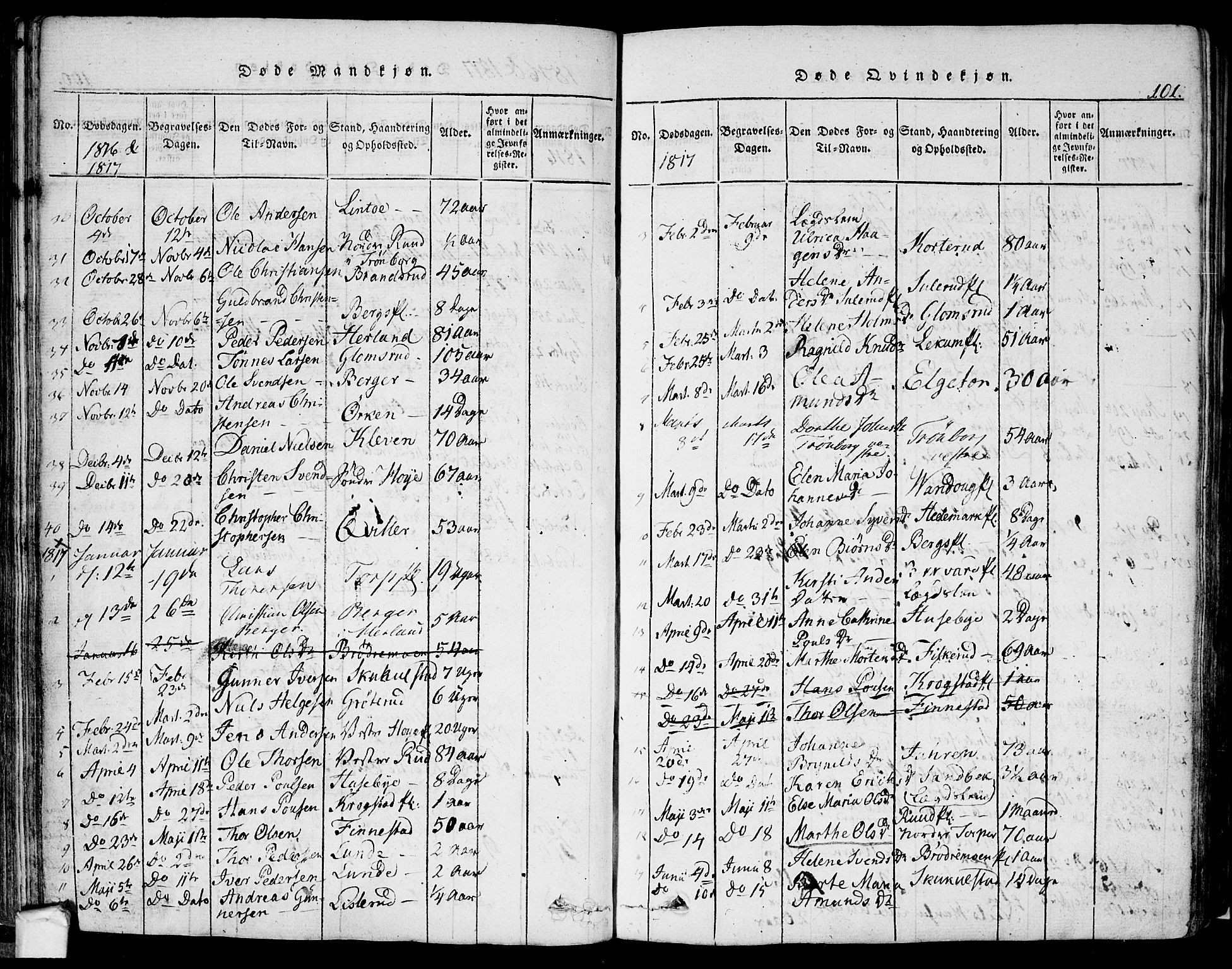 Eidsberg prestekontor Kirkebøker, AV/SAO-A-10905/F/Fa/L0007: Ministerialbok nr. I 7, 1814-1832, s. 101