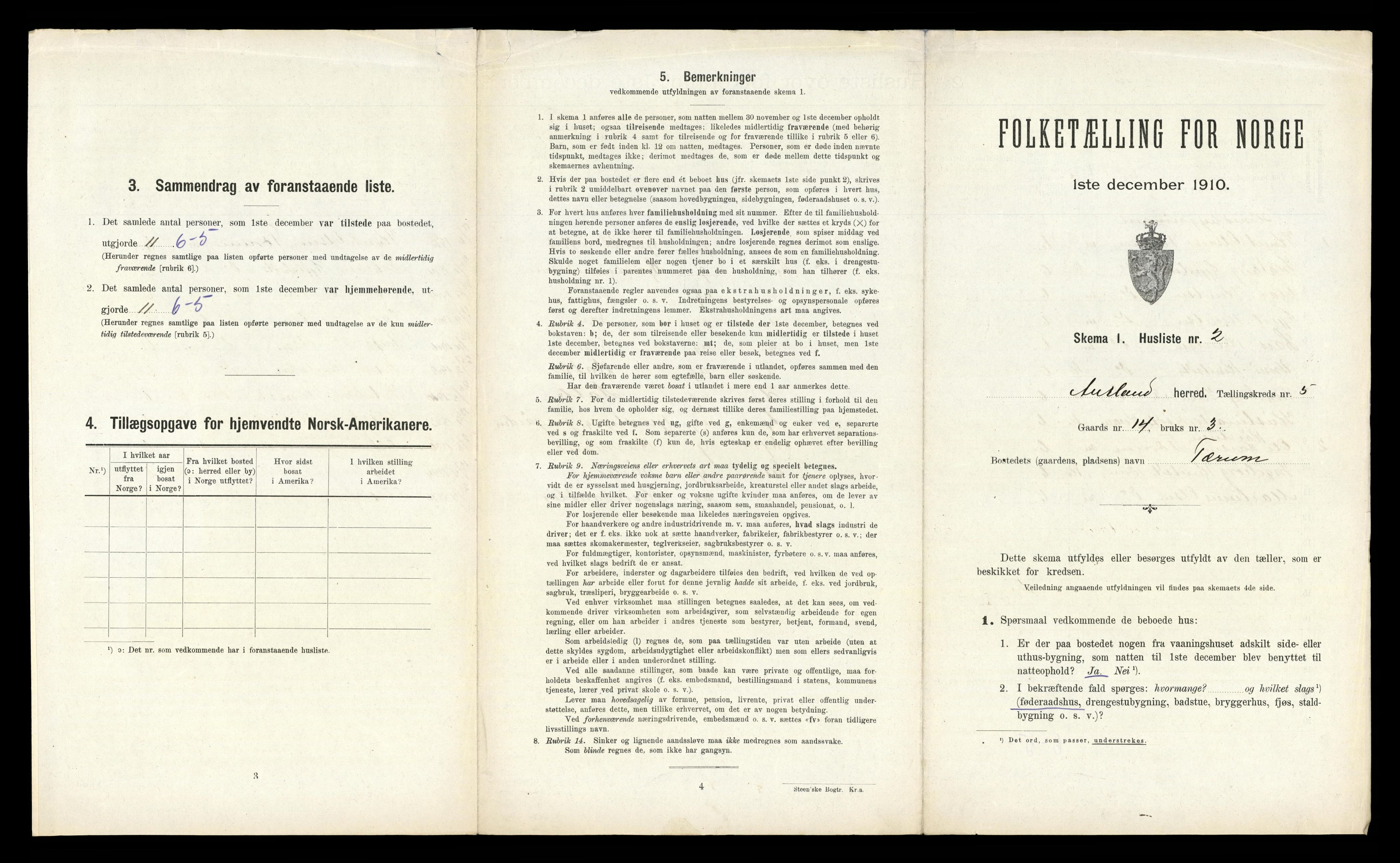 RA, Folketelling 1910 for 1421 Aurland herred, 1910, s. 447