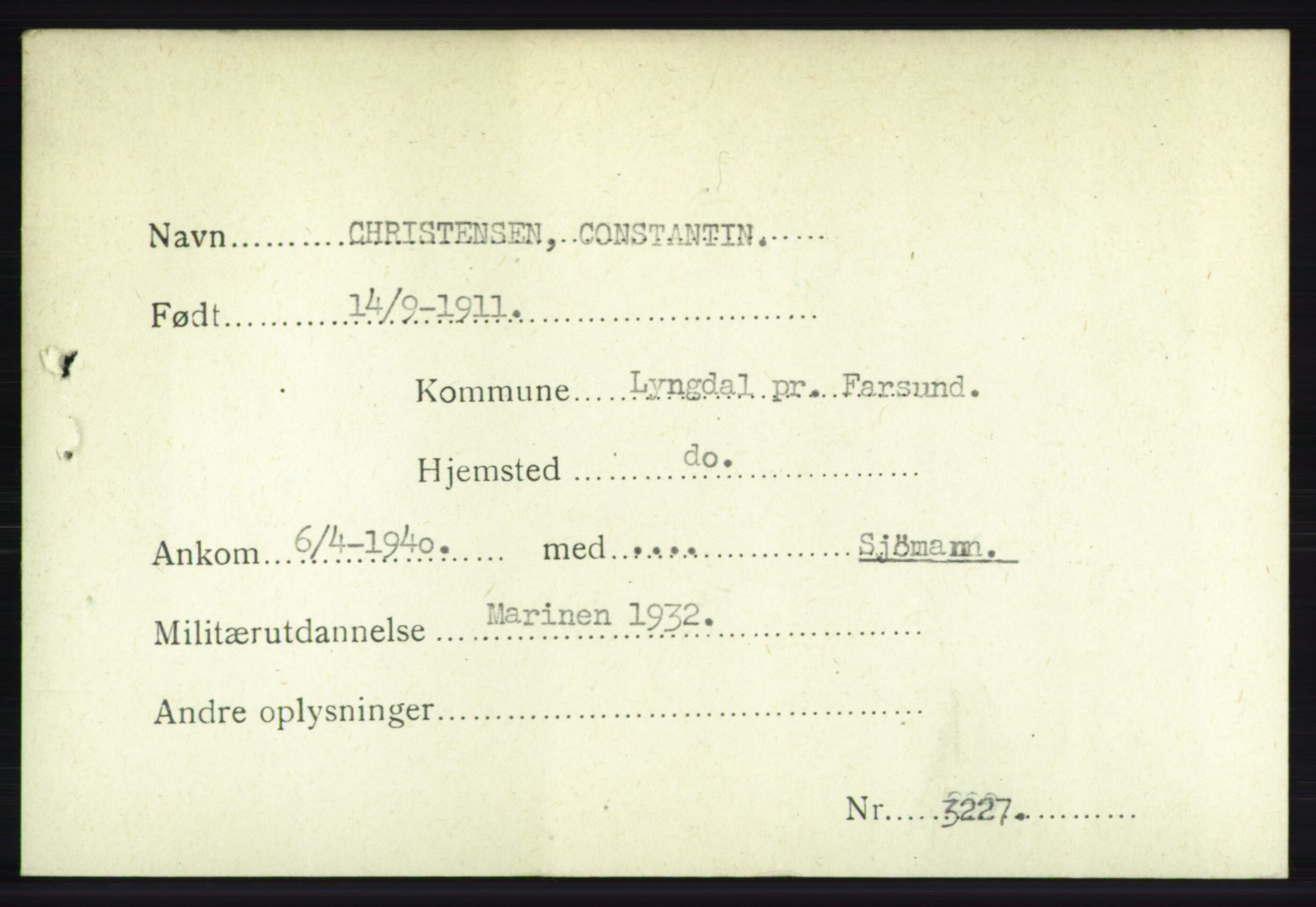 Forsvarets Overkommando. 2. kontor. Arkiv 8.1. Mottakersentralen FDE og FO.II, AV/RA-RAFA-6952/P/Pa/L0004: Bø - Døvle, 1940-1945, s. 103