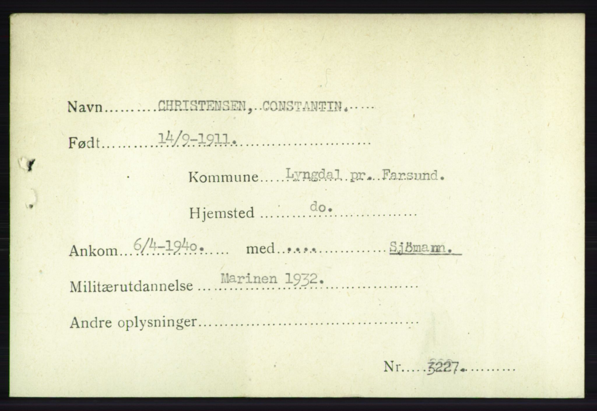 Forsvarets Overkommando. 2. kontor. Arkiv 8.1. Mottakersentralen FDE og FO.II, RA/RAFA-6952/P/Pa/L0004: Bø - Døvle, 1940-1945, s. 103