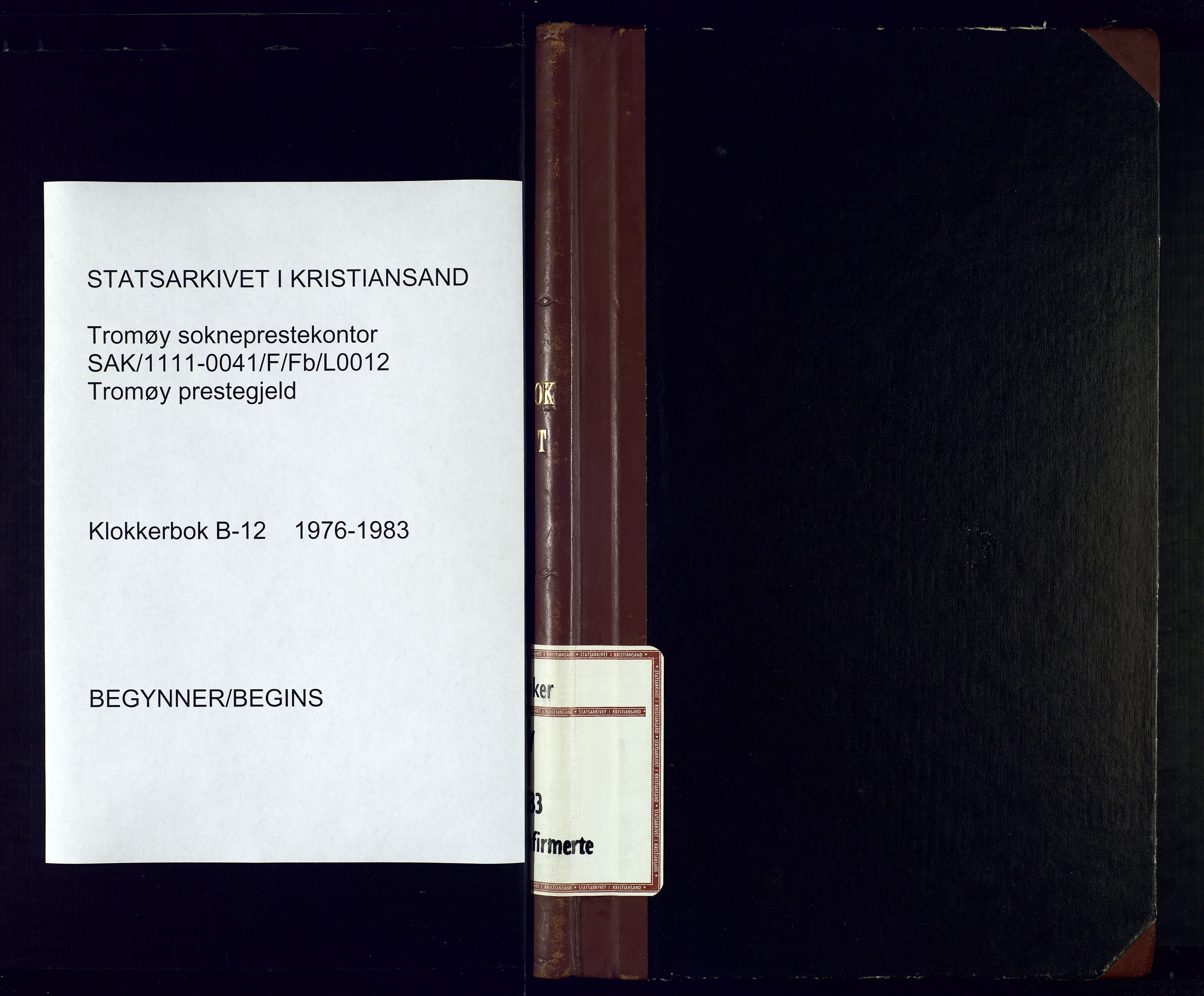 Tromøy sokneprestkontor, SAK/1111-0041/F/Fb/L0012: Klokkerbok nr. B-12, 1976-1983