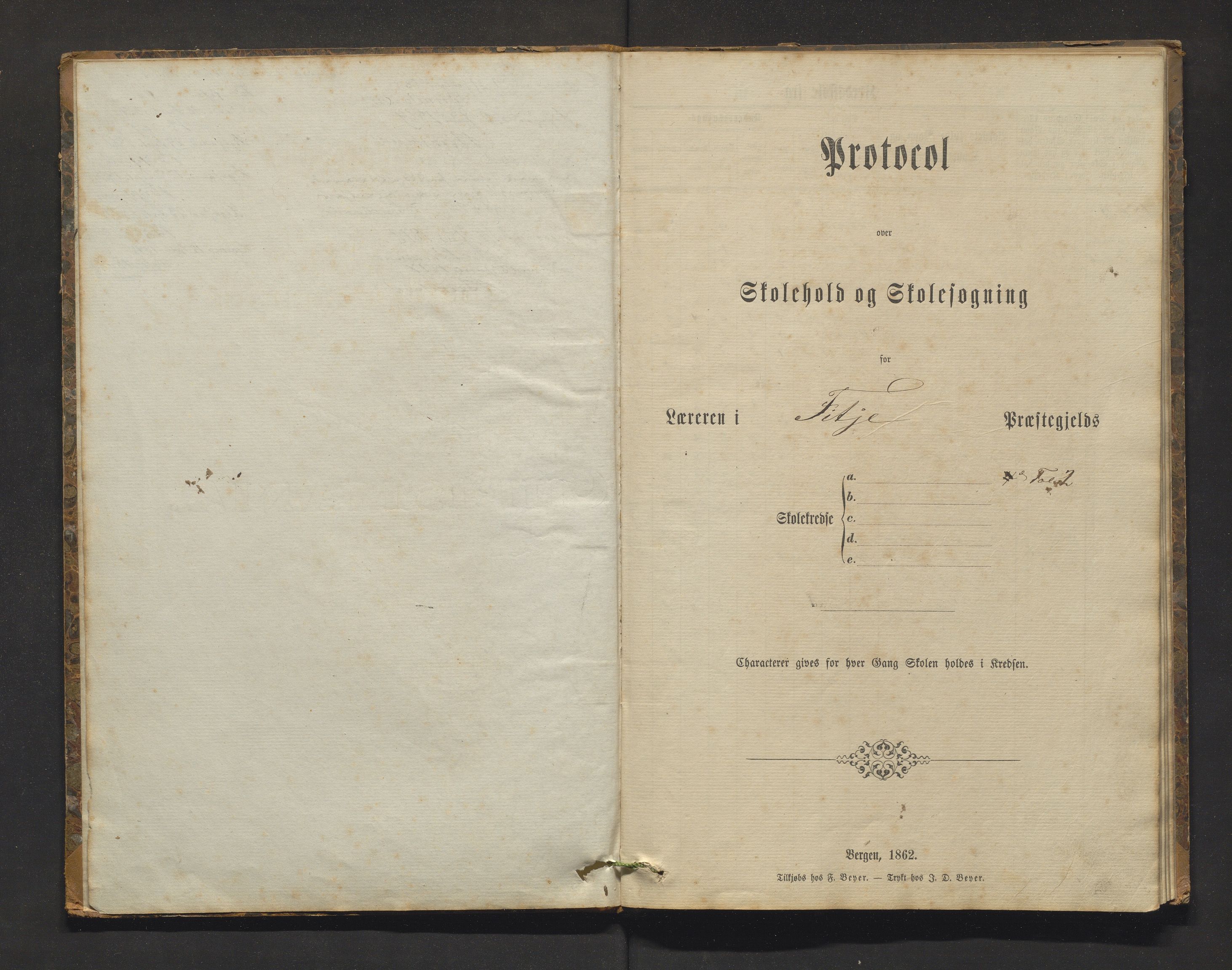 Fitjar kommune. Barneskulane, IKAH/1222-231/F/Fa/L0006: Skuleprotokoll for Rimbereid krins i Fitje prestegjeld, 1863-1877