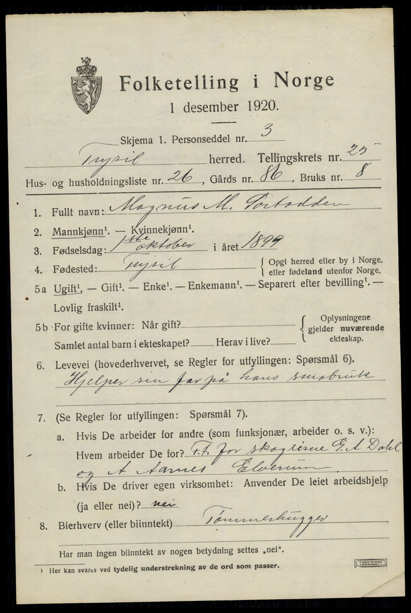SAH, Folketelling 1920 for 0428 Trysil herred, 1920, s. 15993