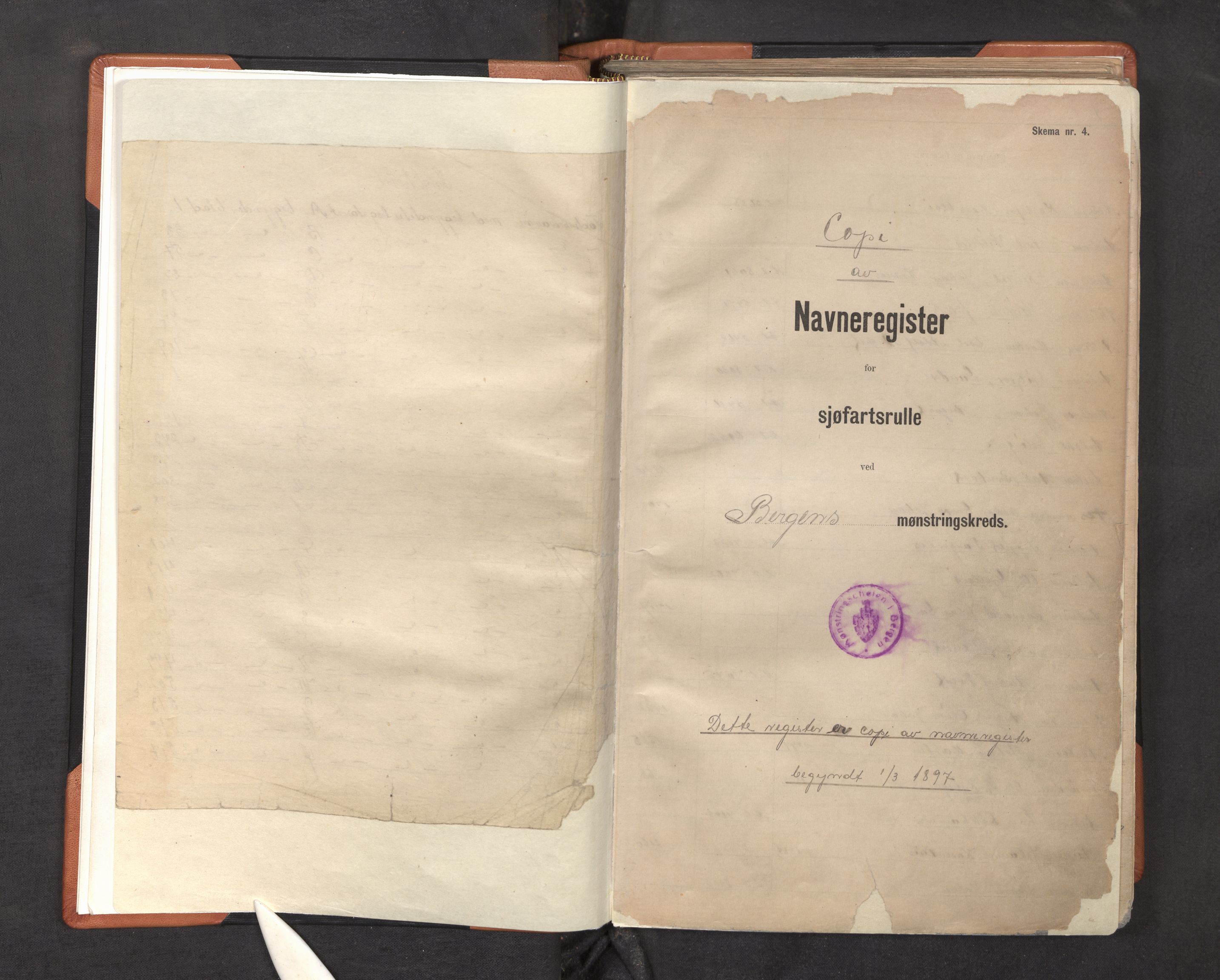 Innrulleringssjefen i Bergen, AV/SAB-A-100050/F/Fa/L0003: Register til sjøfarts-annotasjonsrulle for Bergen krets, 1897-1919