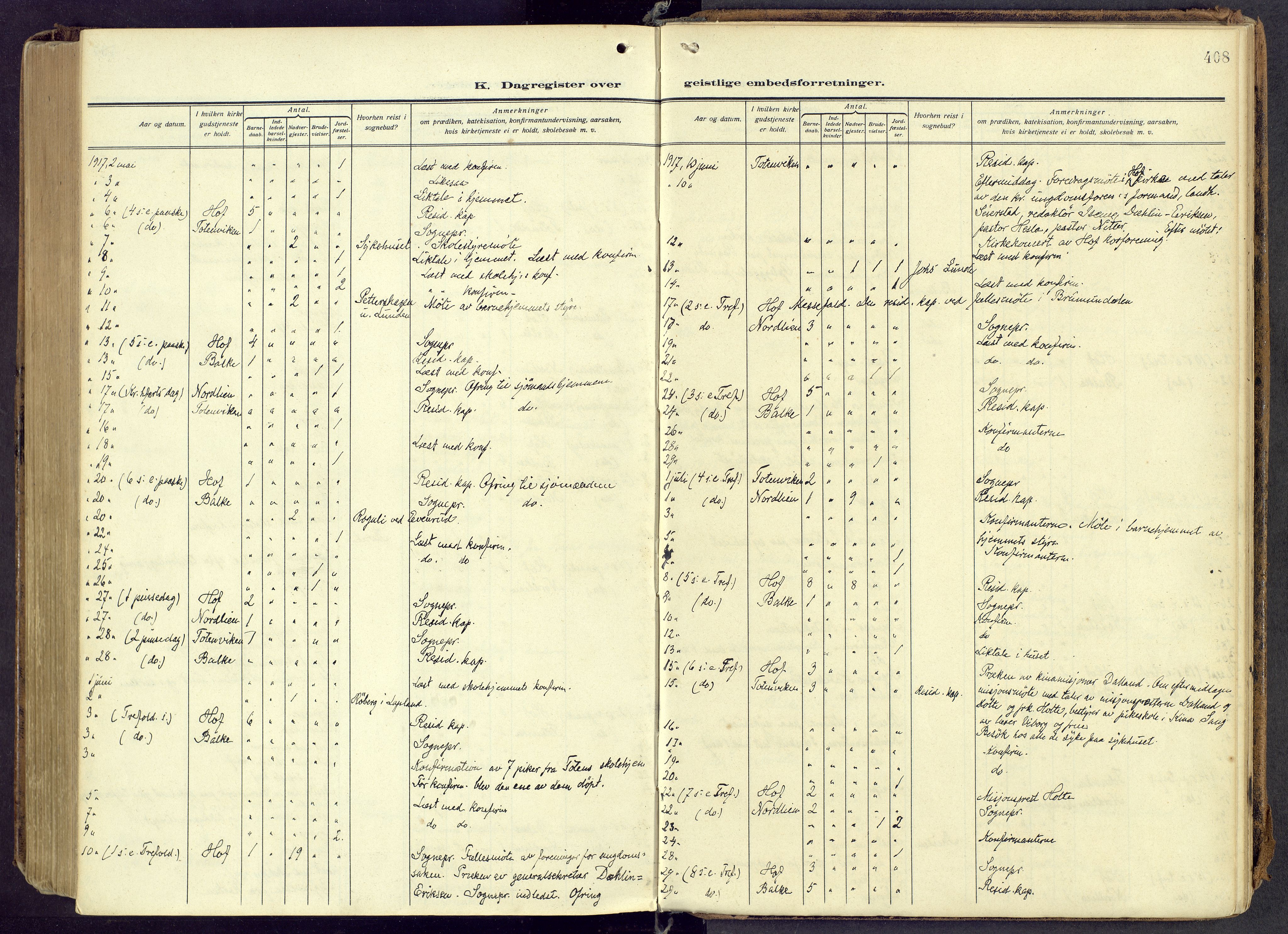 Østre Toten prestekontor, AV/SAH-PREST-104/H/Ha/Haa/L0010: Ministerialbok nr. 10, 1910-1920, s. 408