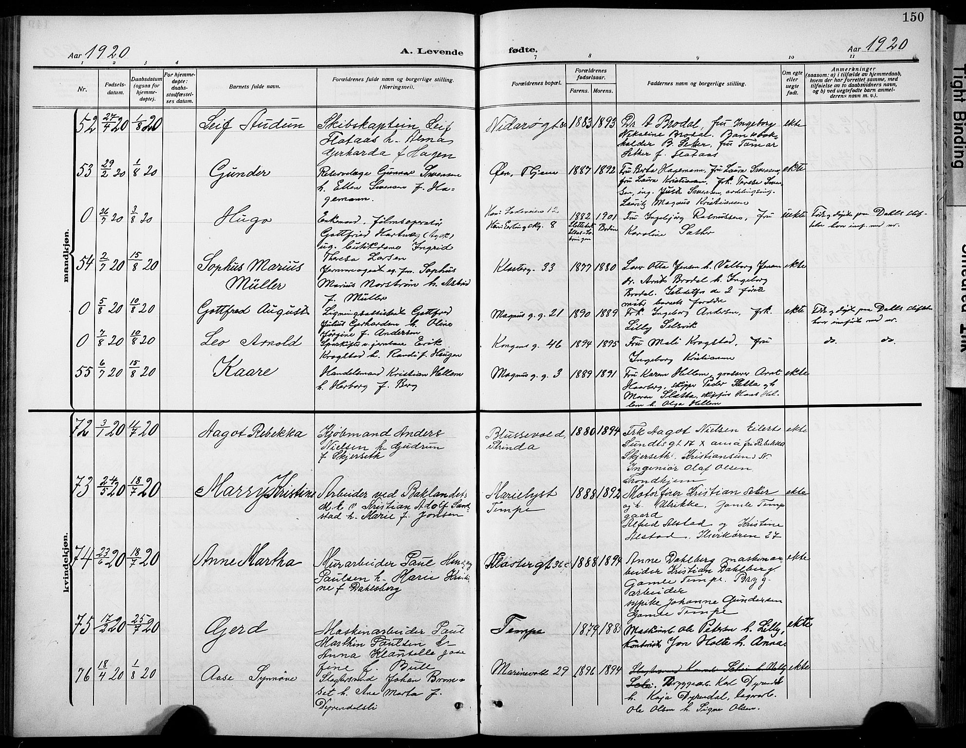 Ministerialprotokoller, klokkerbøker og fødselsregistre - Sør-Trøndelag, AV/SAT-A-1456/601/L0096: Klokkerbok nr. 601C14, 1911-1931, s. 150