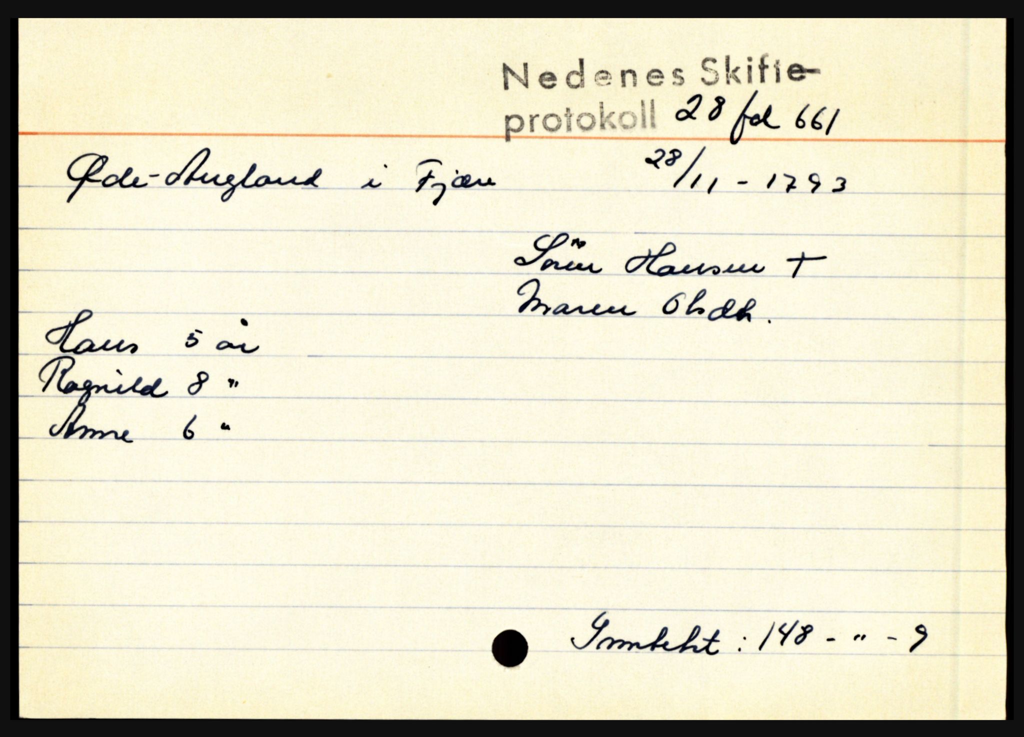 Nedenes sorenskriveri før 1824, AV/SAK-1221-0007/H, s. 33699
