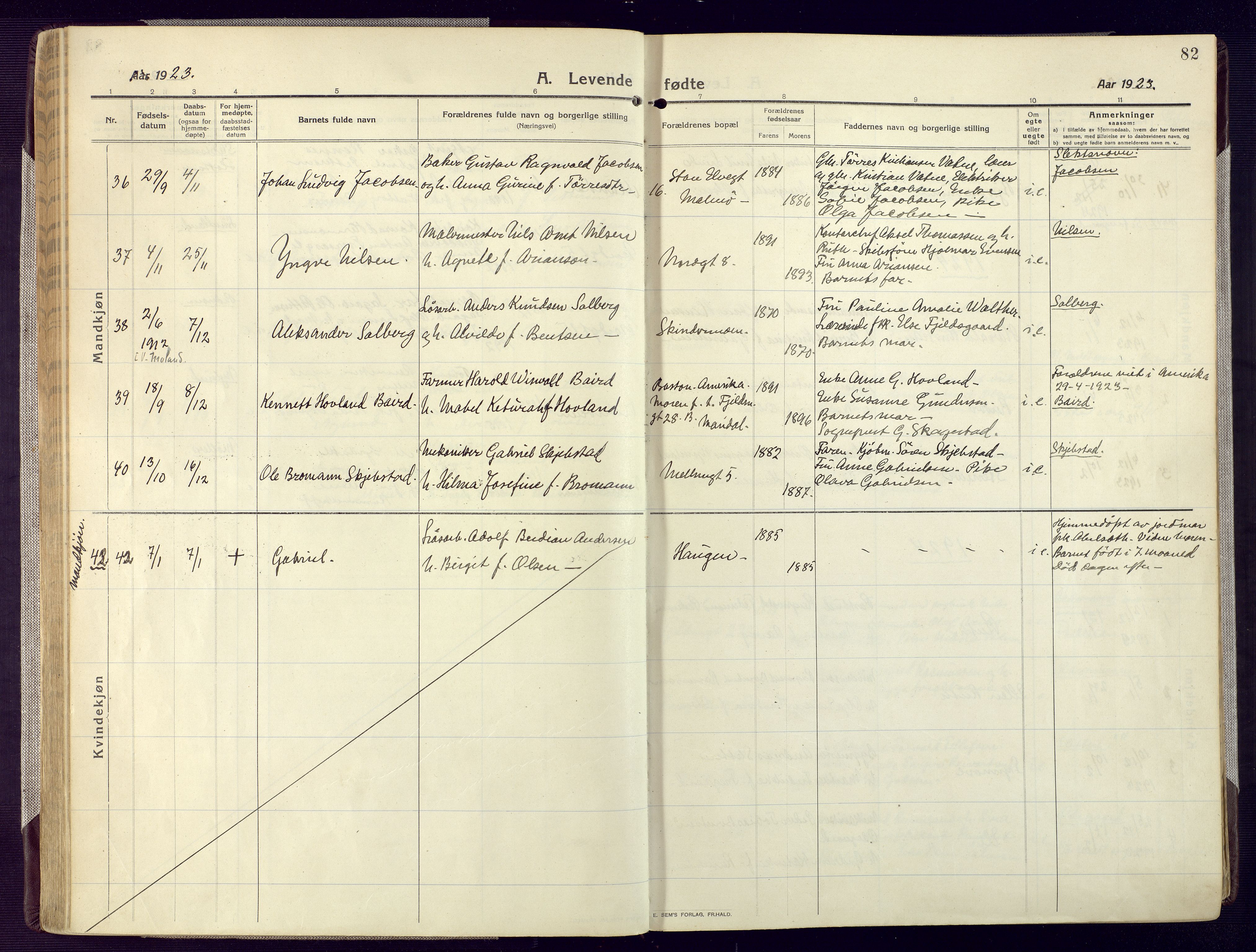 Mandal sokneprestkontor, AV/SAK-1111-0030/F/Fa/Fac/L0001: Ministerialbok nr. A 1, 1913-1925, s. 82