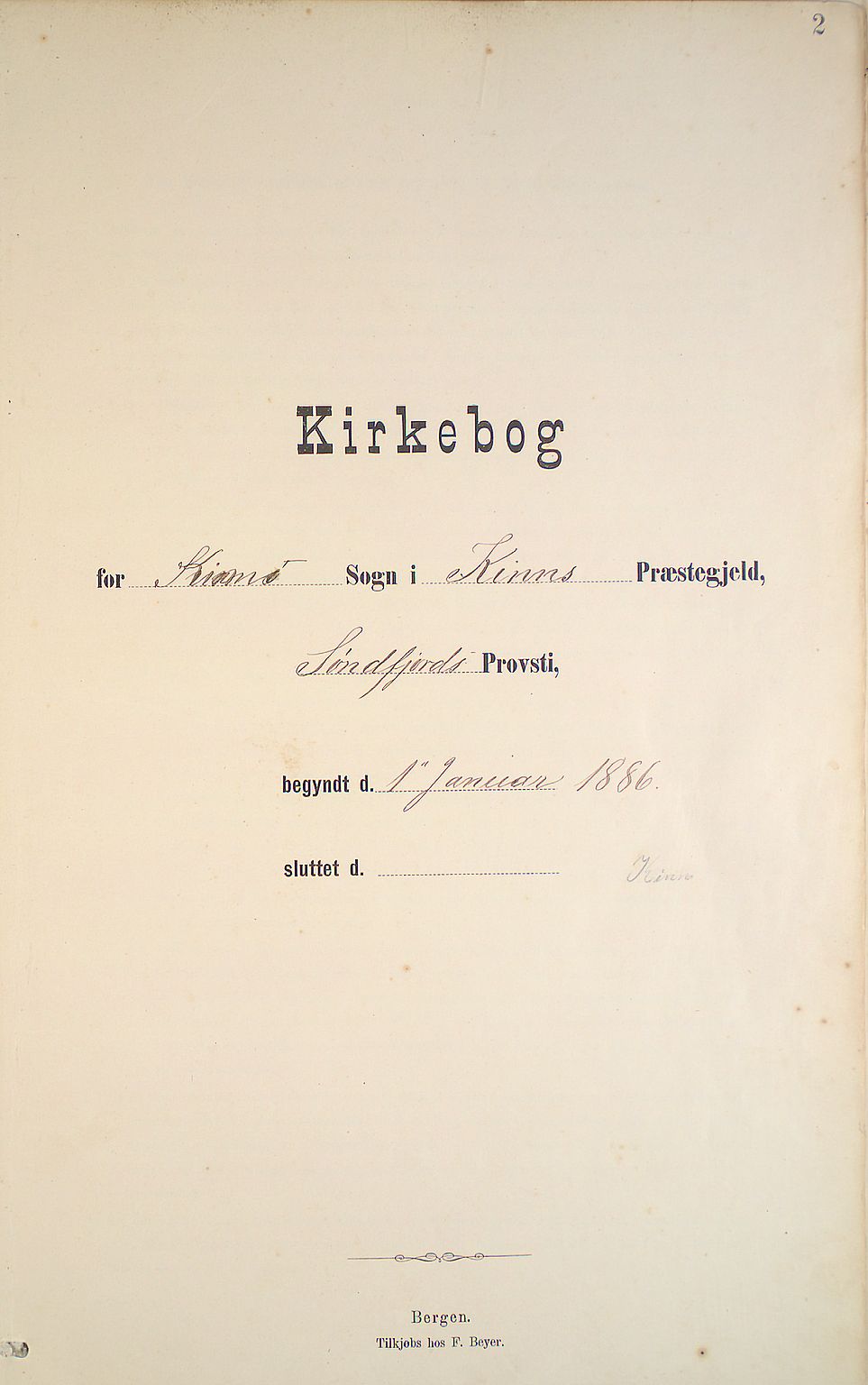 Kinn sokneprestembete, SAB/A-80801/H/Haa/Haab/L0011: Ministerialbok nr. B 11, 1886-1936, s. 2