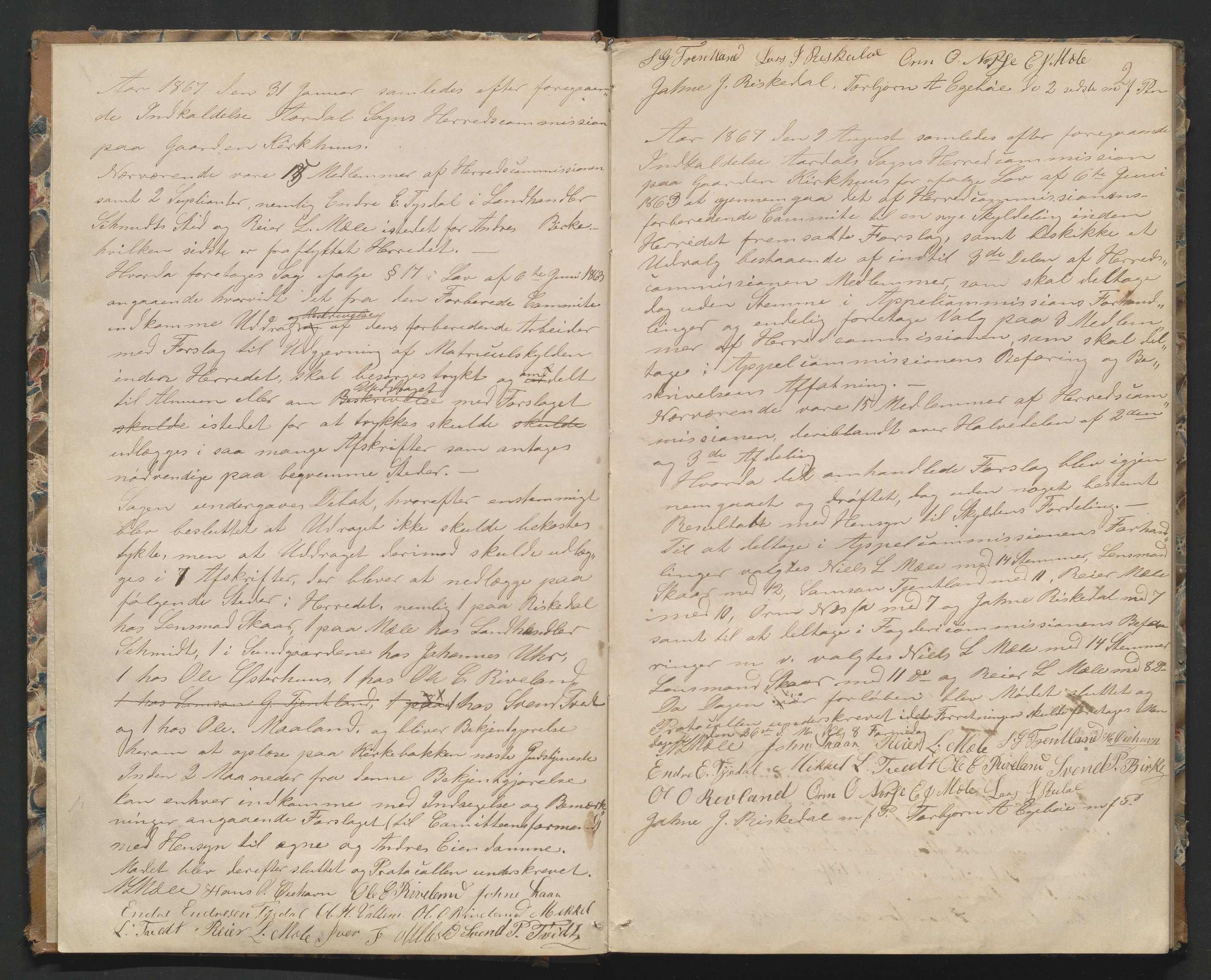 Årdal lensmannskontor, AV/SAST-A-100453/Gs/L0001: Møteprotokoll for Årdal sokns herredskommisjon, 1865-1871, s. 1b-2a