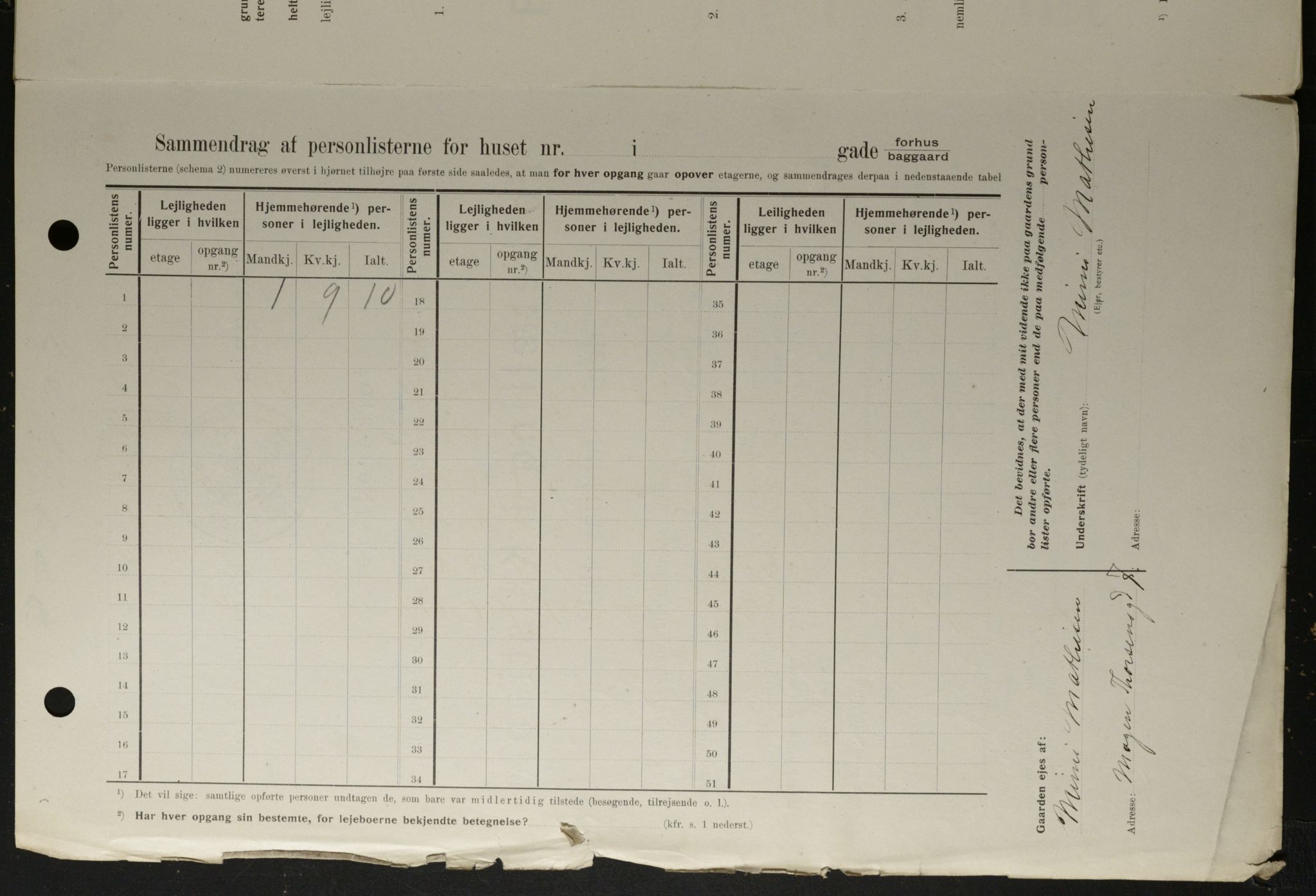 OBA, Kommunal folketelling 1.2.1908 for Kristiania kjøpstad, 1908, s. 58789