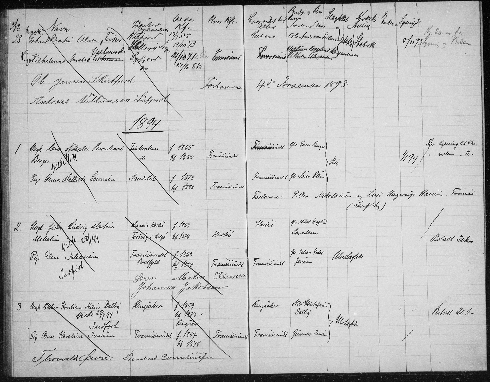 Tromsøysund sokneprestkontor, AV/SATØ-S-1304/H/Hc/L0057: Lysningsprotokoll nr. 57, 1887-1894