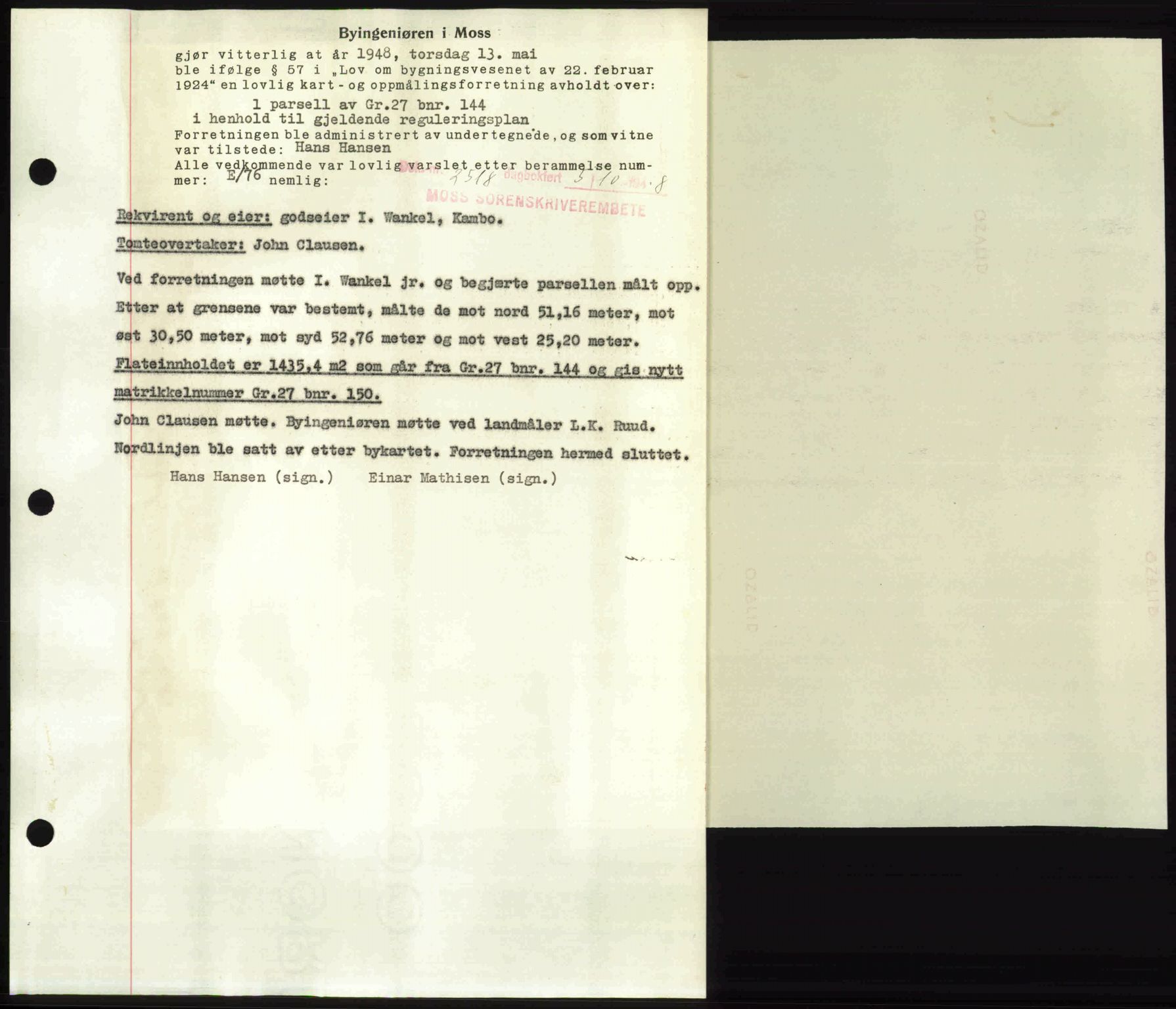 Moss sorenskriveri, SAO/A-10168: Pantebok nr. A20, 1948-1948, Dagboknr: 2518/1948
