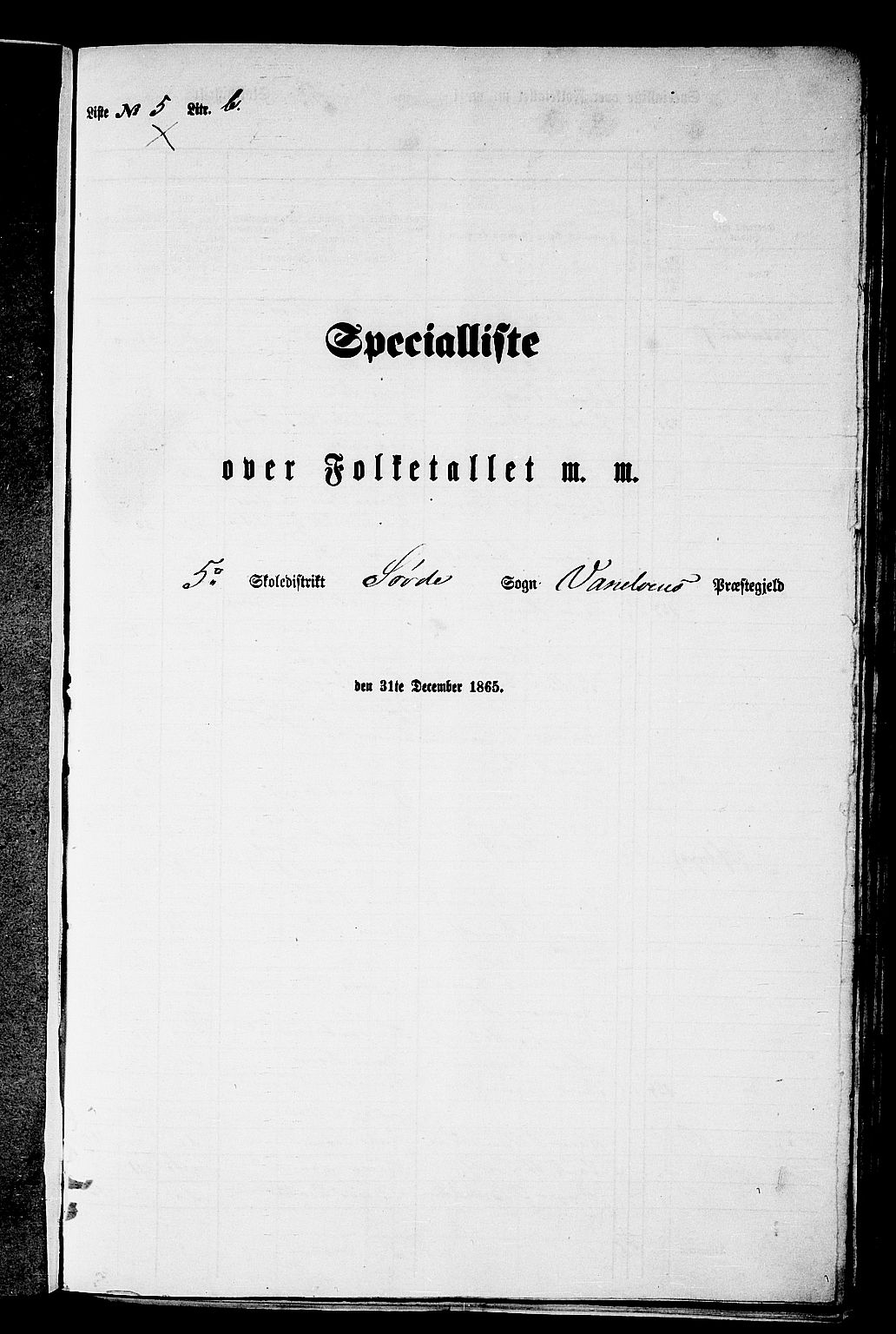 RA, Folketelling 1865 for 1511P Vanylven prestegjeld, 1865, s. 93