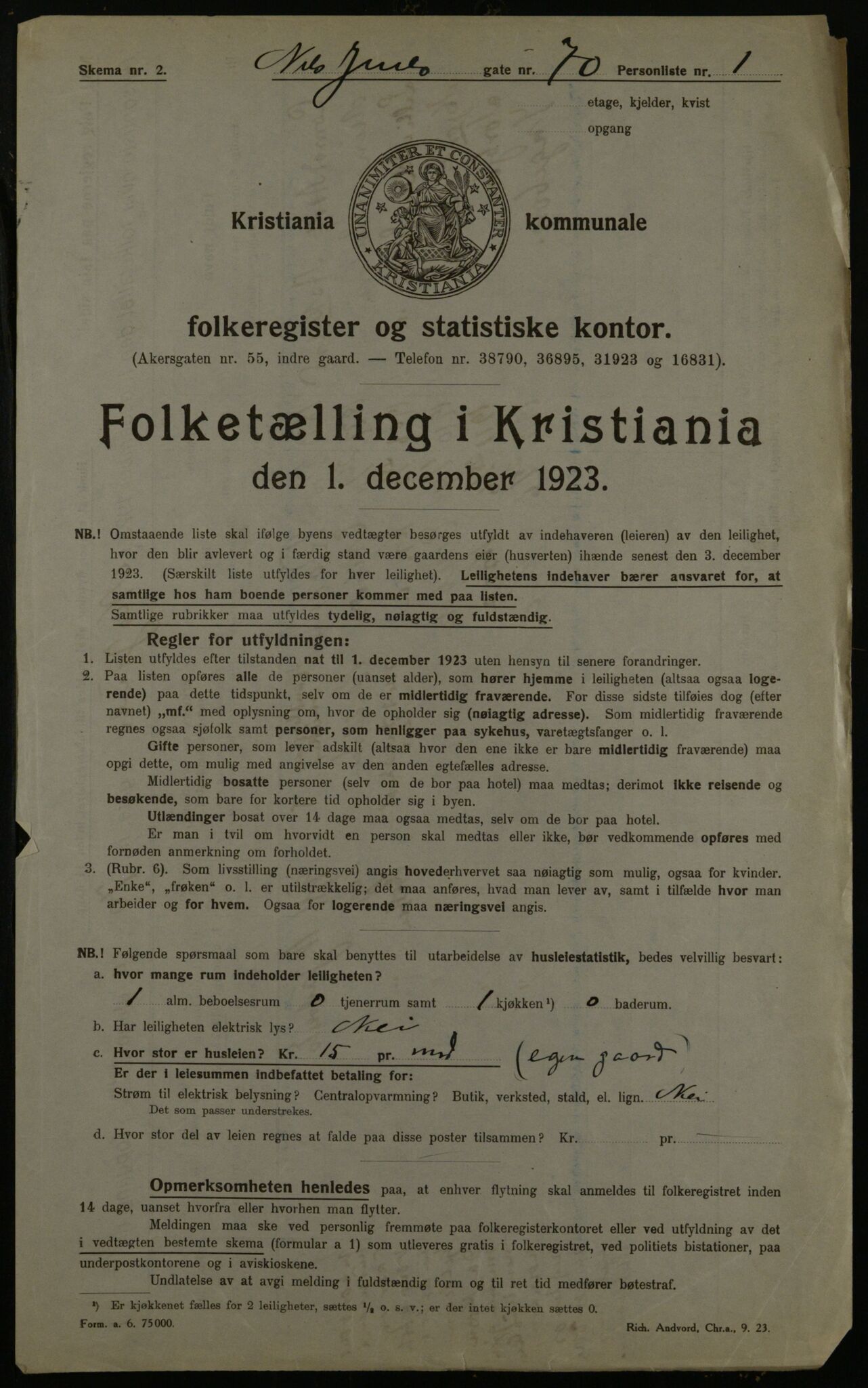 OBA, Kommunal folketelling 1.12.1923 for Kristiania, 1923, s. 78104