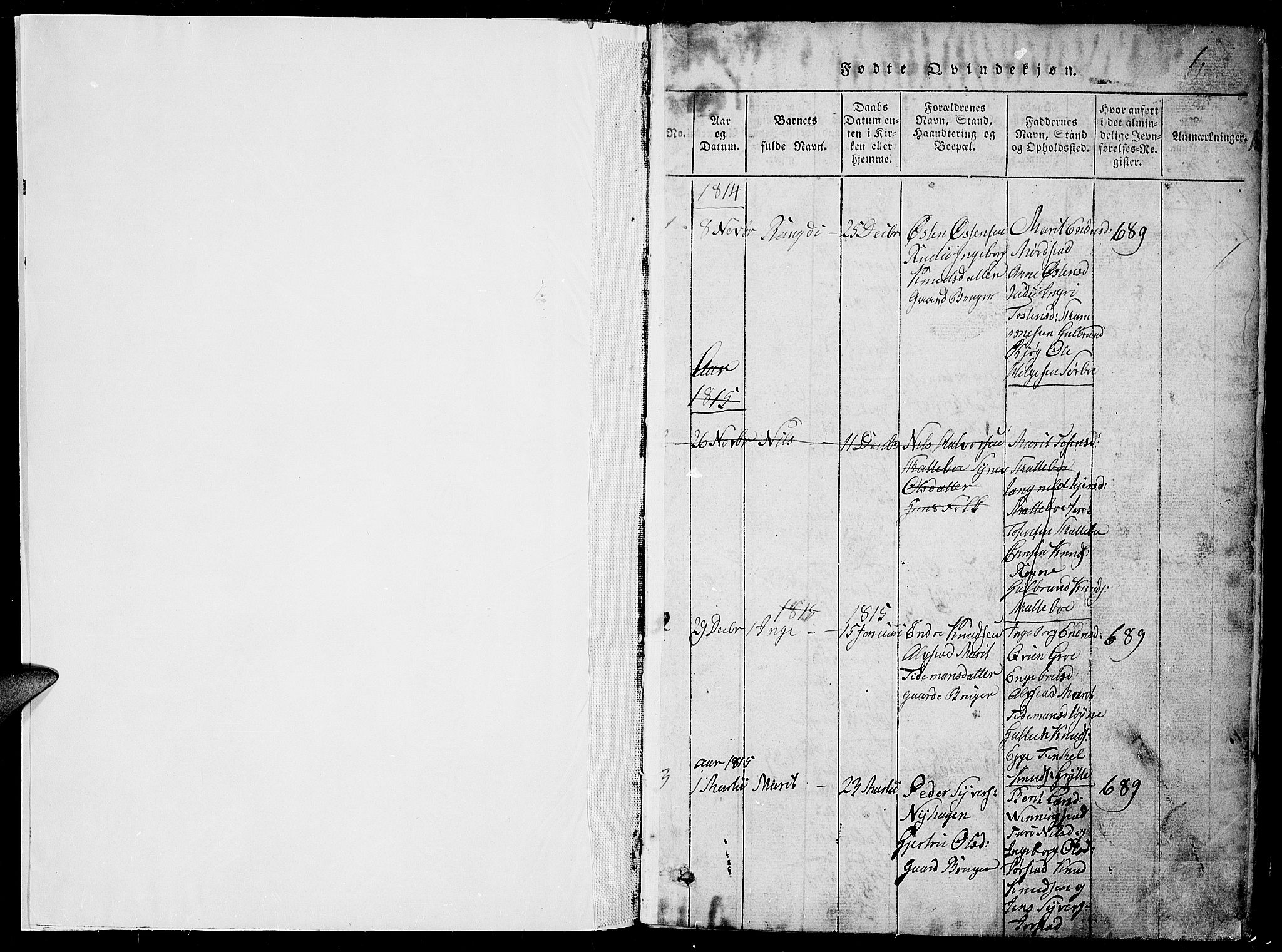 Slidre prestekontor, AV/SAH-PREST-134/H/Ha/Hab/L0002: Klokkerbok nr. 2, 1814-1839, s. 0-1