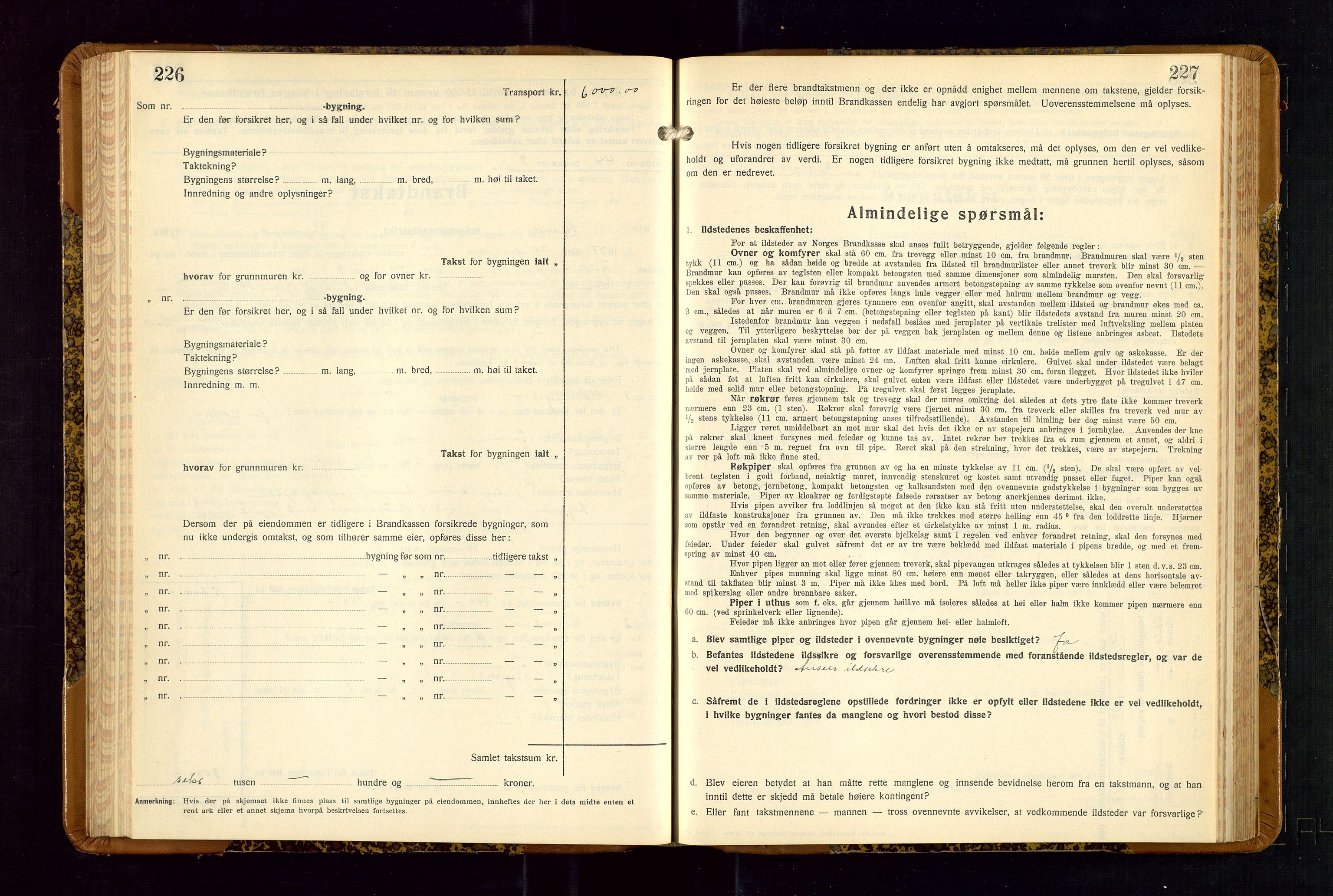 Strand og Forsand lensmannskontor, SAST/A-100451/Gob/L0001: Branntakstprotokoll, 1935-1942, s. 226-227