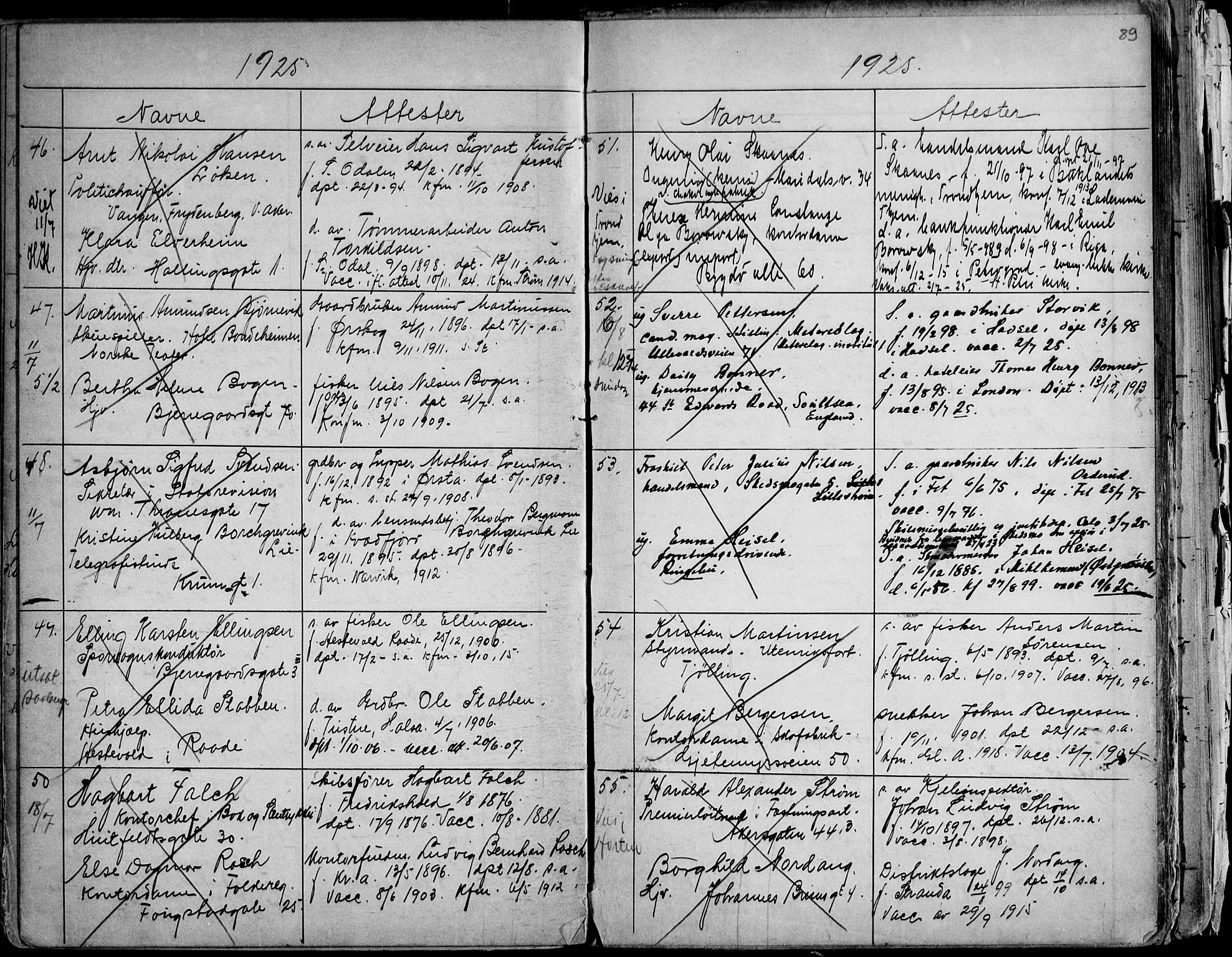 Gamle Aker prestekontor Kirkebøker, AV/SAO-A-10617a/H/L0005: Lysningsprotokoll nr. 5, 1918-1930, s. 89