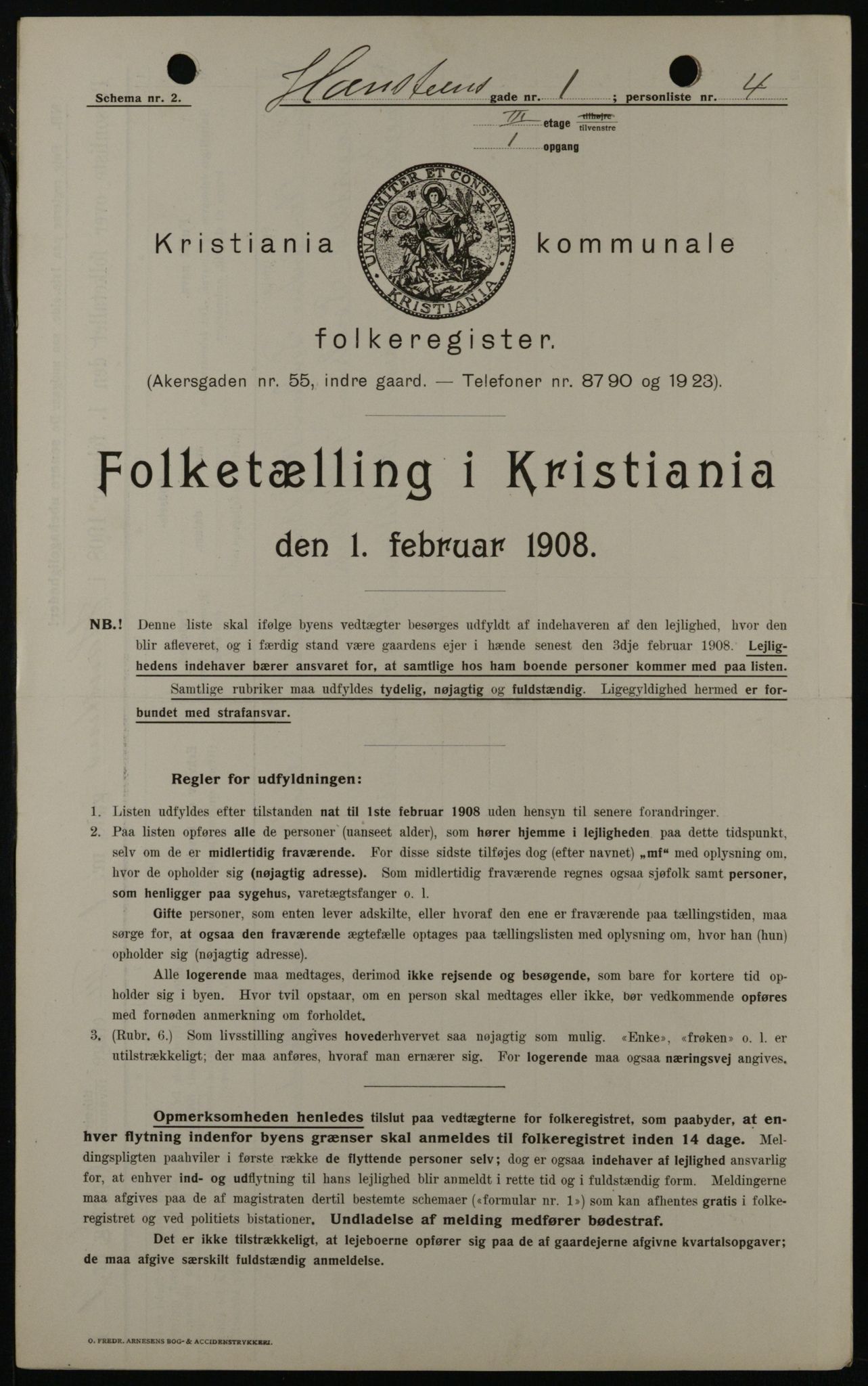 OBA, Kommunal folketelling 1.2.1908 for Kristiania kjøpstad, 1908, s. 31324