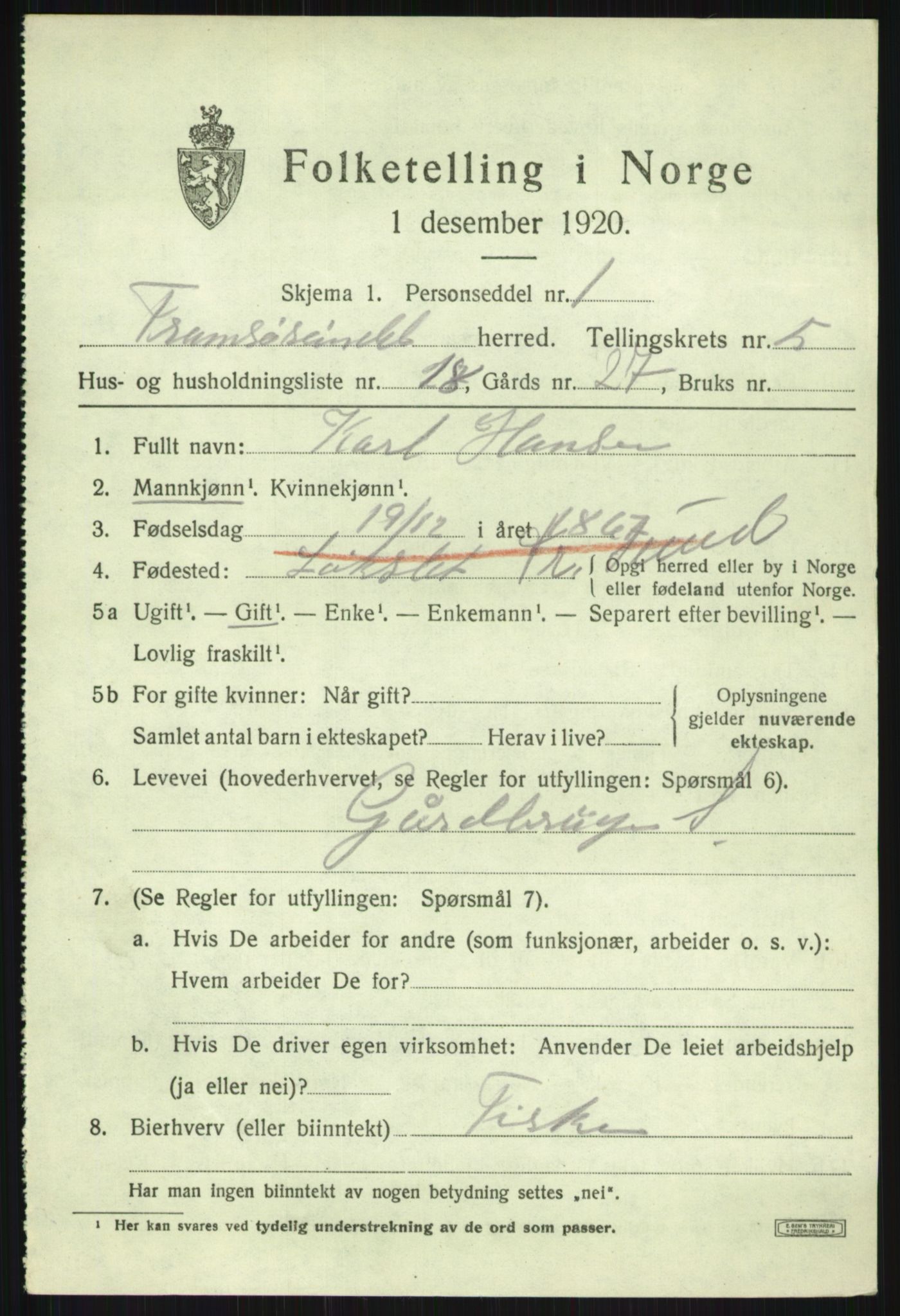SATØ, Folketelling 1920 for 1934 Tromsøysund herred, 1920, s. 4938