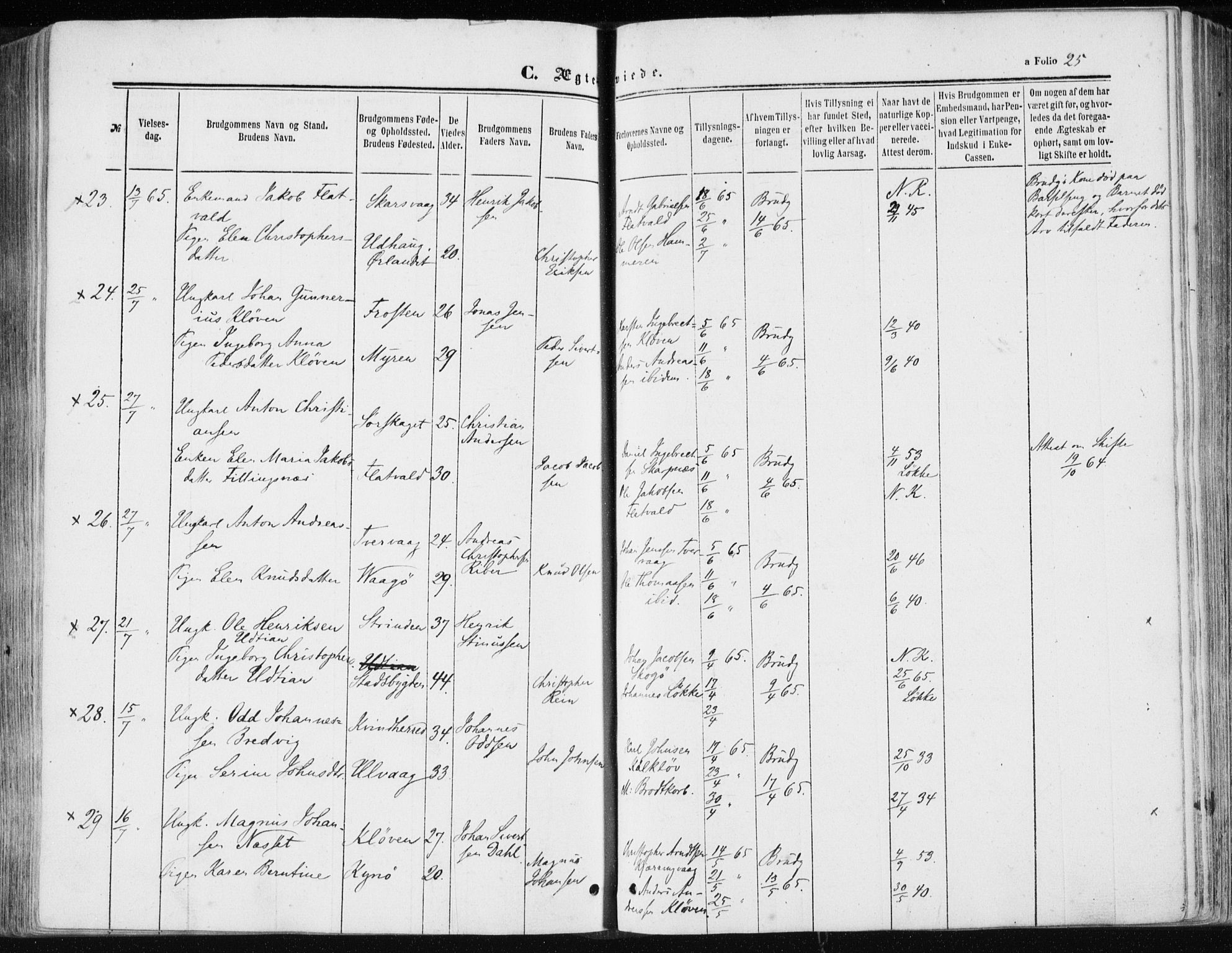Ministerialprotokoller, klokkerbøker og fødselsregistre - Sør-Trøndelag, SAT/A-1456/634/L0531: Ministerialbok nr. 634A07, 1861-1870, s. 25