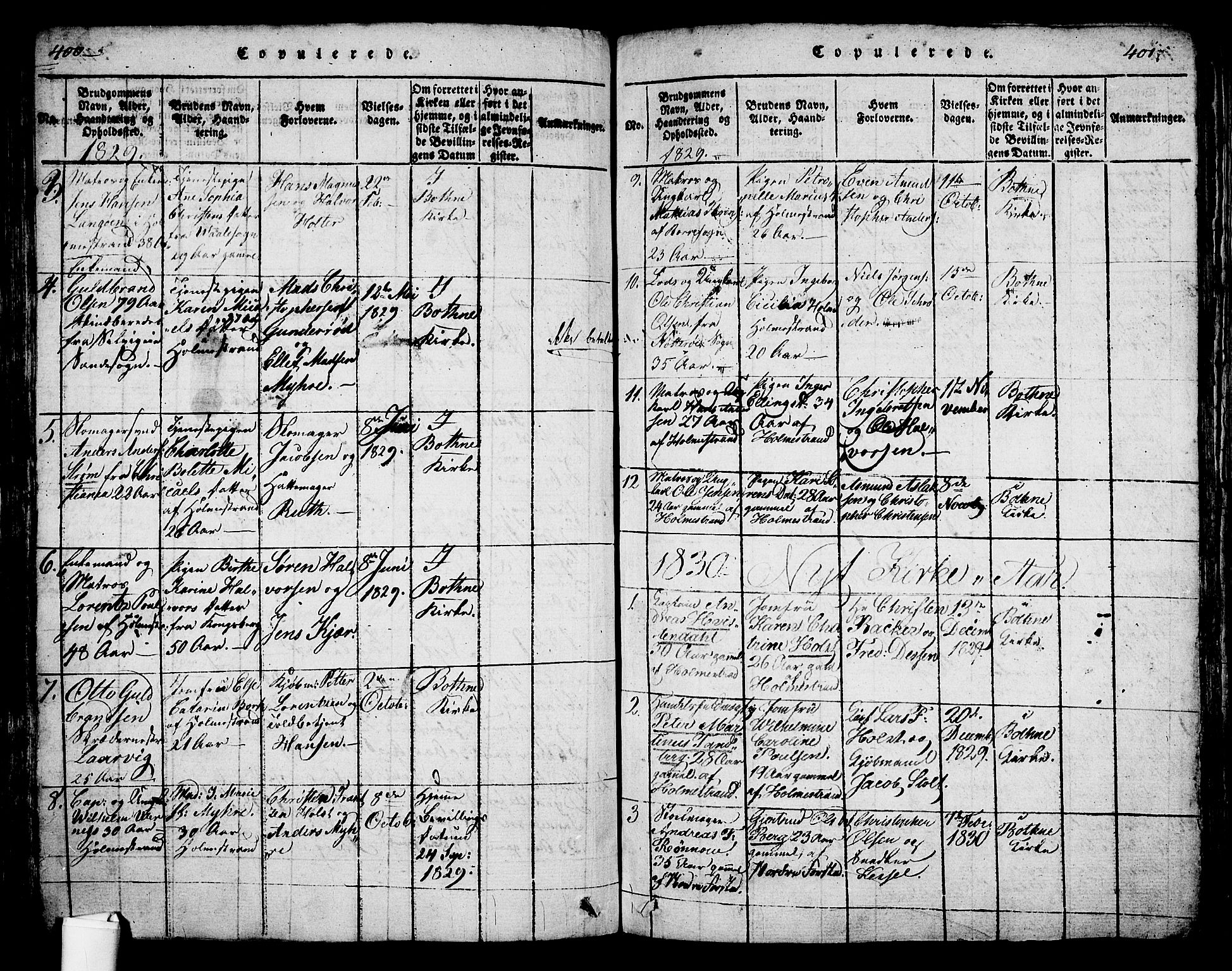 Holmestrand kirkebøker, AV/SAKO-A-346/G/Ga/L0001: Klokkerbok nr. 1, 1814-1848, s. 400-401