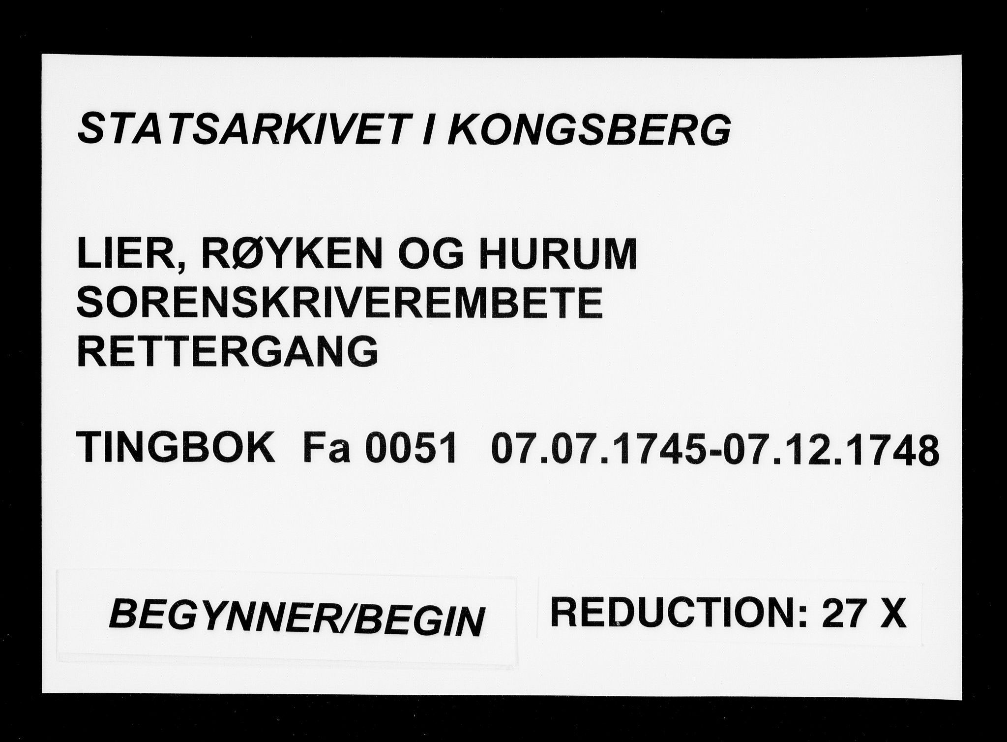 Lier, Røyken og Hurum sorenskriveri, AV/SAKO-A-89/F/Fa/L0051: Tingbok, 1745-1748