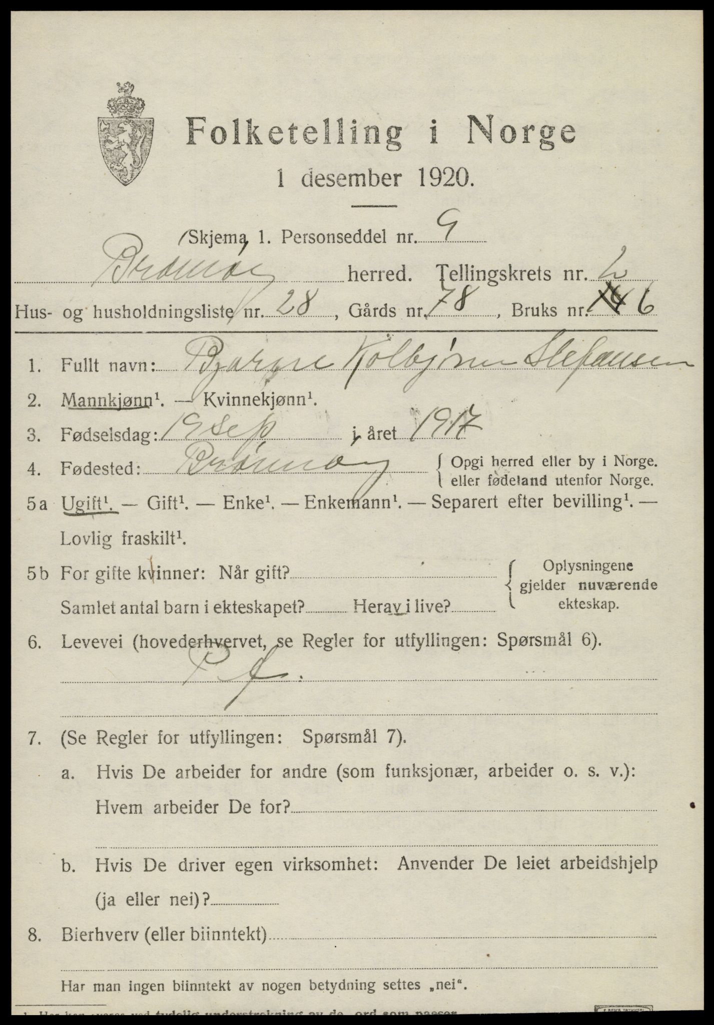 SAT, Folketelling 1920 for 1814 Brønnøy herred, 1920, s. 2222