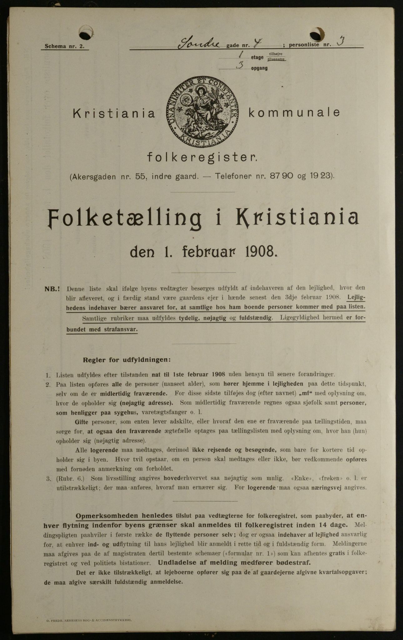 OBA, Kommunal folketelling 1.2.1908 for Kristiania kjøpstad, 1908, s. 95581