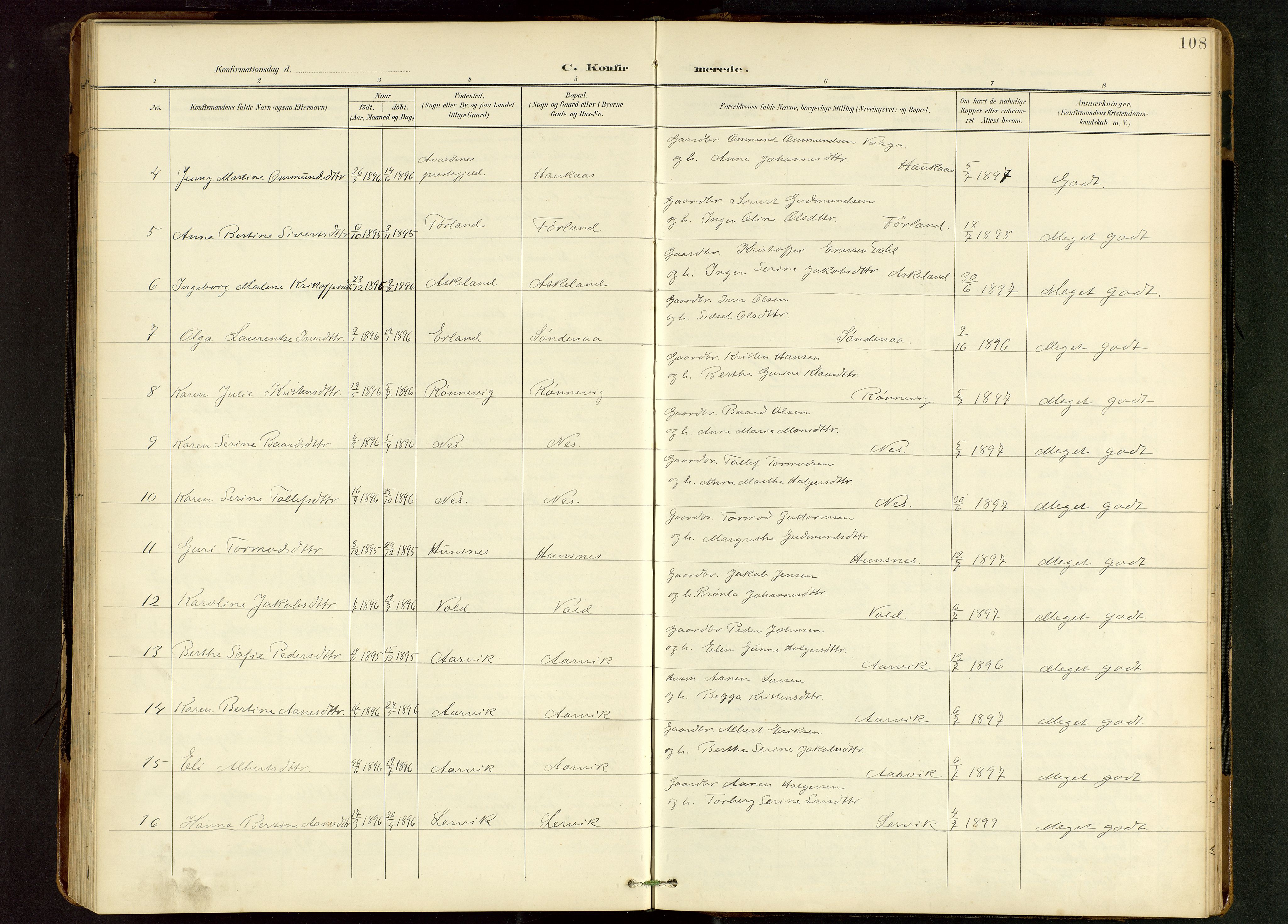 Tysvær sokneprestkontor, AV/SAST-A -101864/H/Ha/Hab/L0010: Klokkerbok nr. B 10, 1897-1912, s. 108