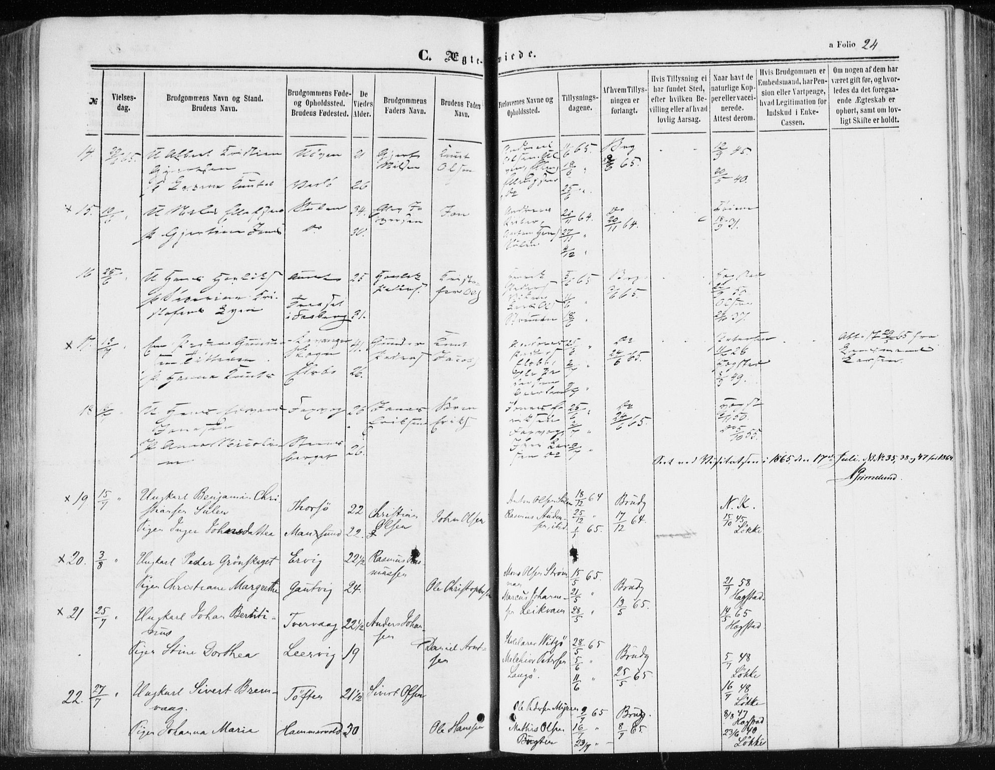 Ministerialprotokoller, klokkerbøker og fødselsregistre - Sør-Trøndelag, SAT/A-1456/634/L0531: Ministerialbok nr. 634A07, 1861-1870, s. 24