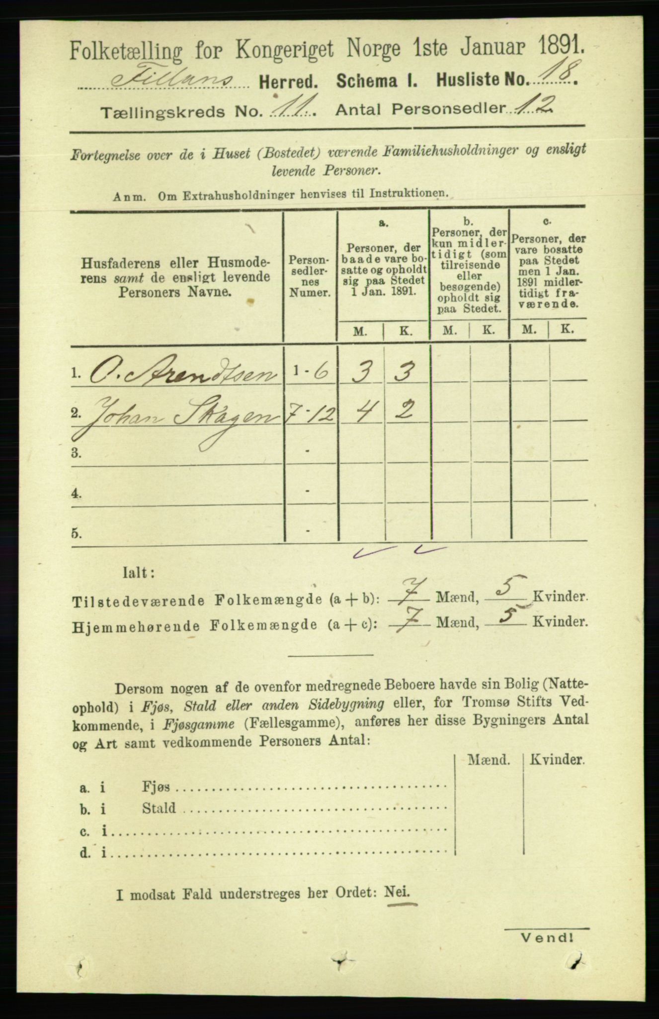 RA, Folketelling 1891 for 1616 Fillan herred, 1891, s. 2973