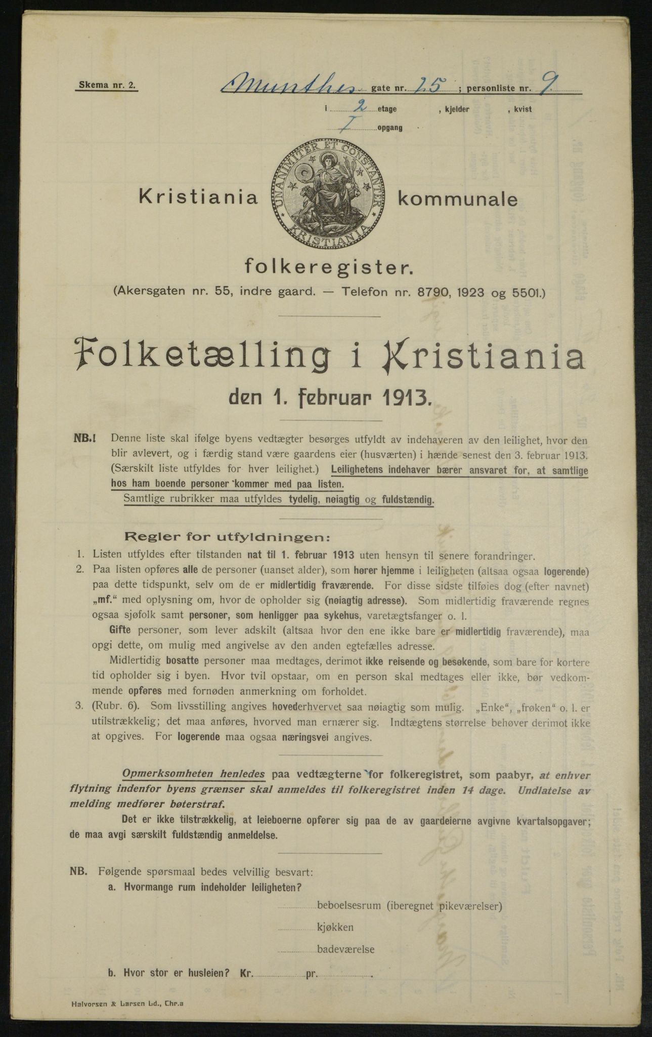 OBA, Kommunal folketelling 1.2.1913 for Kristiania, 1913, s. 68064