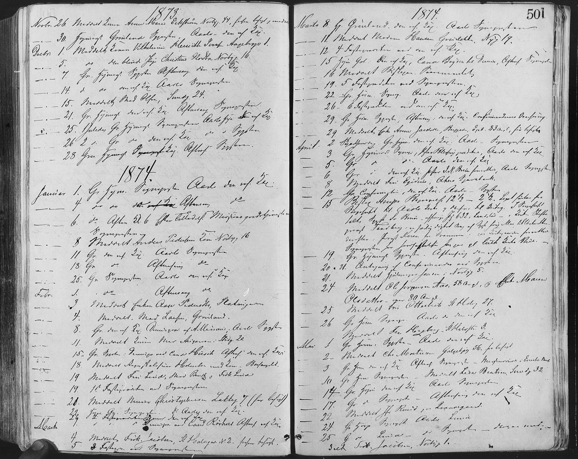 Grønland prestekontor Kirkebøker, SAO/A-10848/F/Fa/L0004: Ministerialbok nr. 4, 1869-1880, s. 501