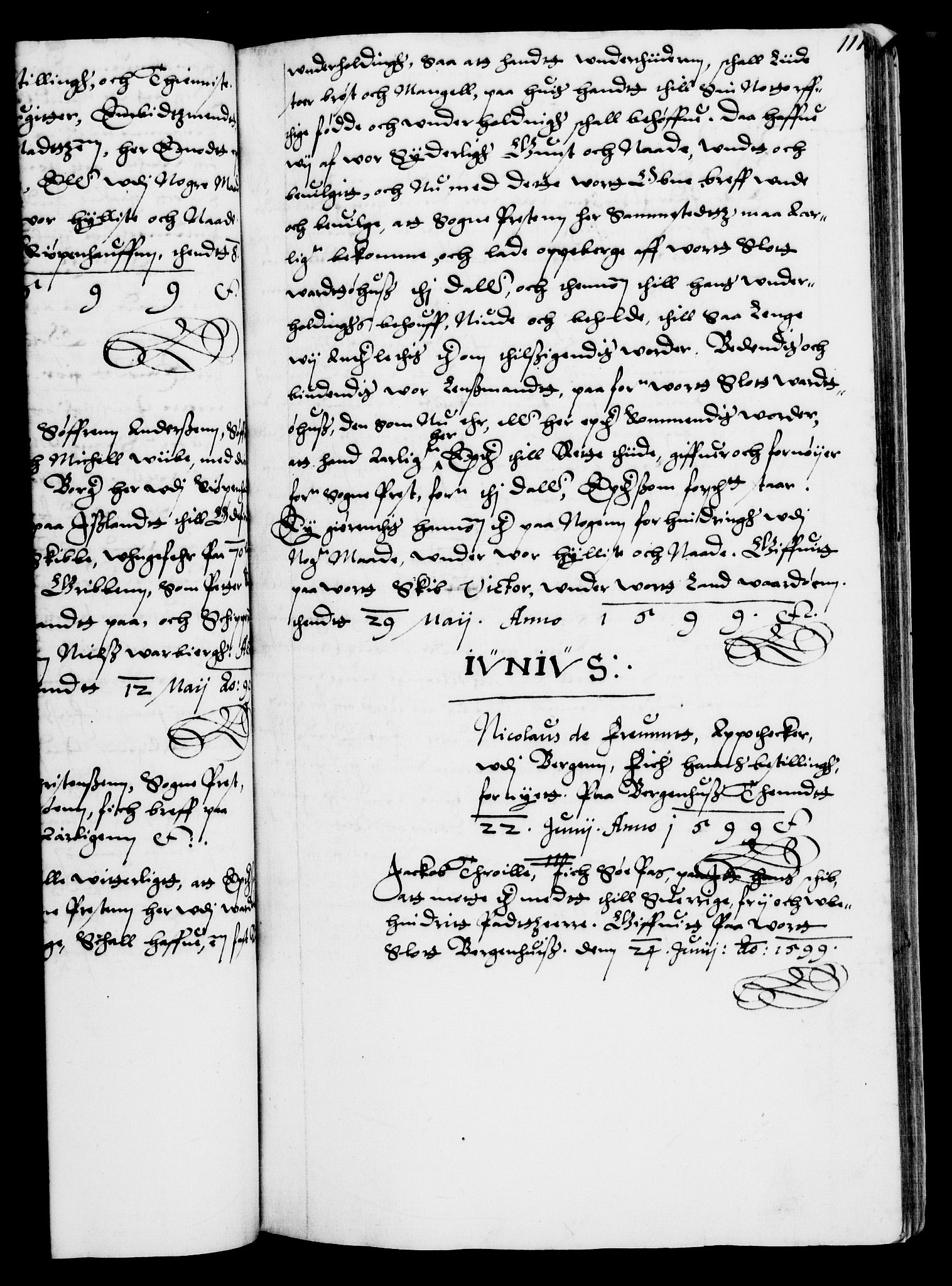 Danske Kanselli 1572-1799, RA/EA-3023/F/Fc/Fca/Fcaa/L0003: Norske registre (mikrofilm), 1596-1616, s. 111a