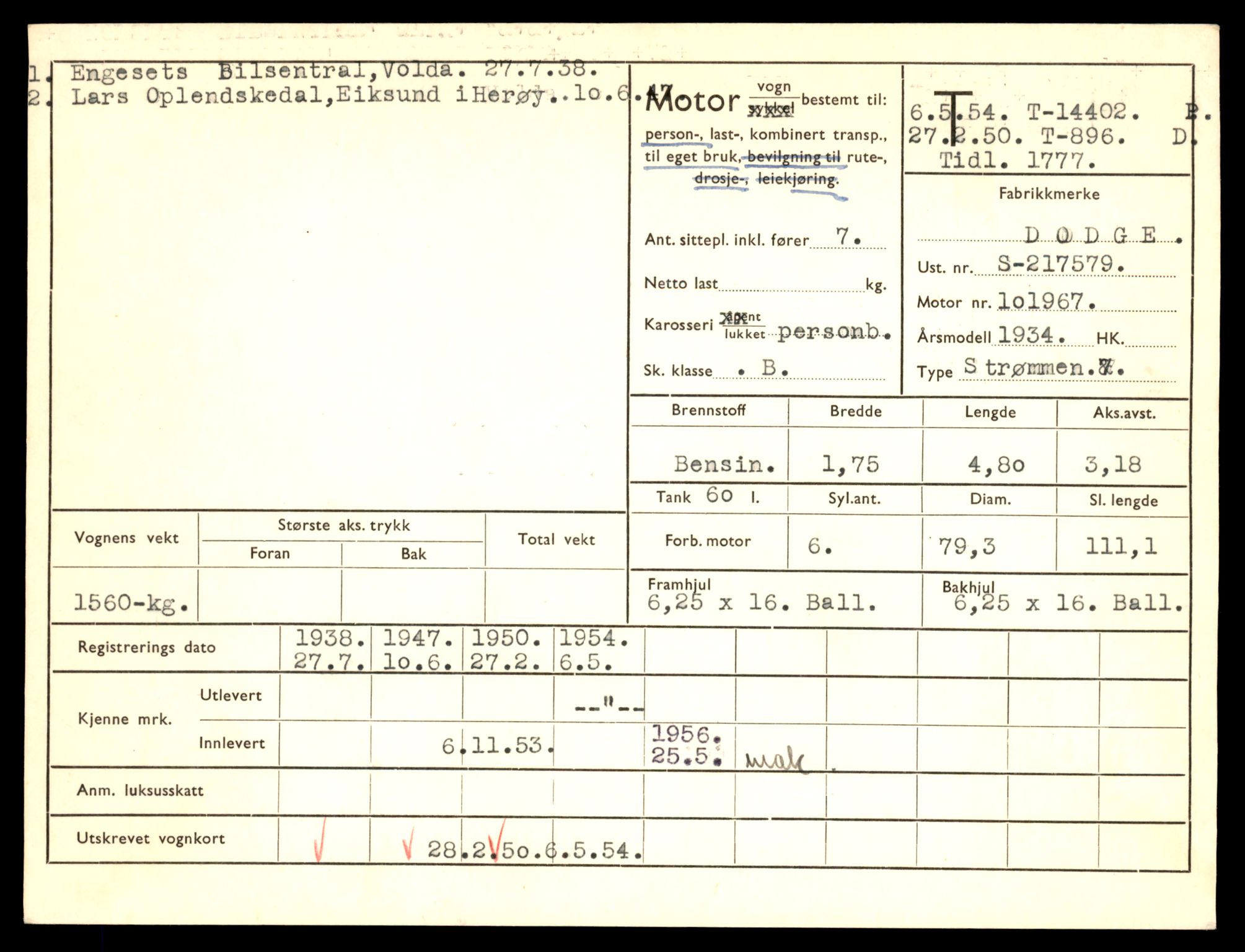 Møre og Romsdal vegkontor - Ålesund trafikkstasjon, AV/SAT-A-4099/F/Fe/L0045: Registreringskort for kjøretøy T 14320 - T 14444, 1927-1998, s. 2101